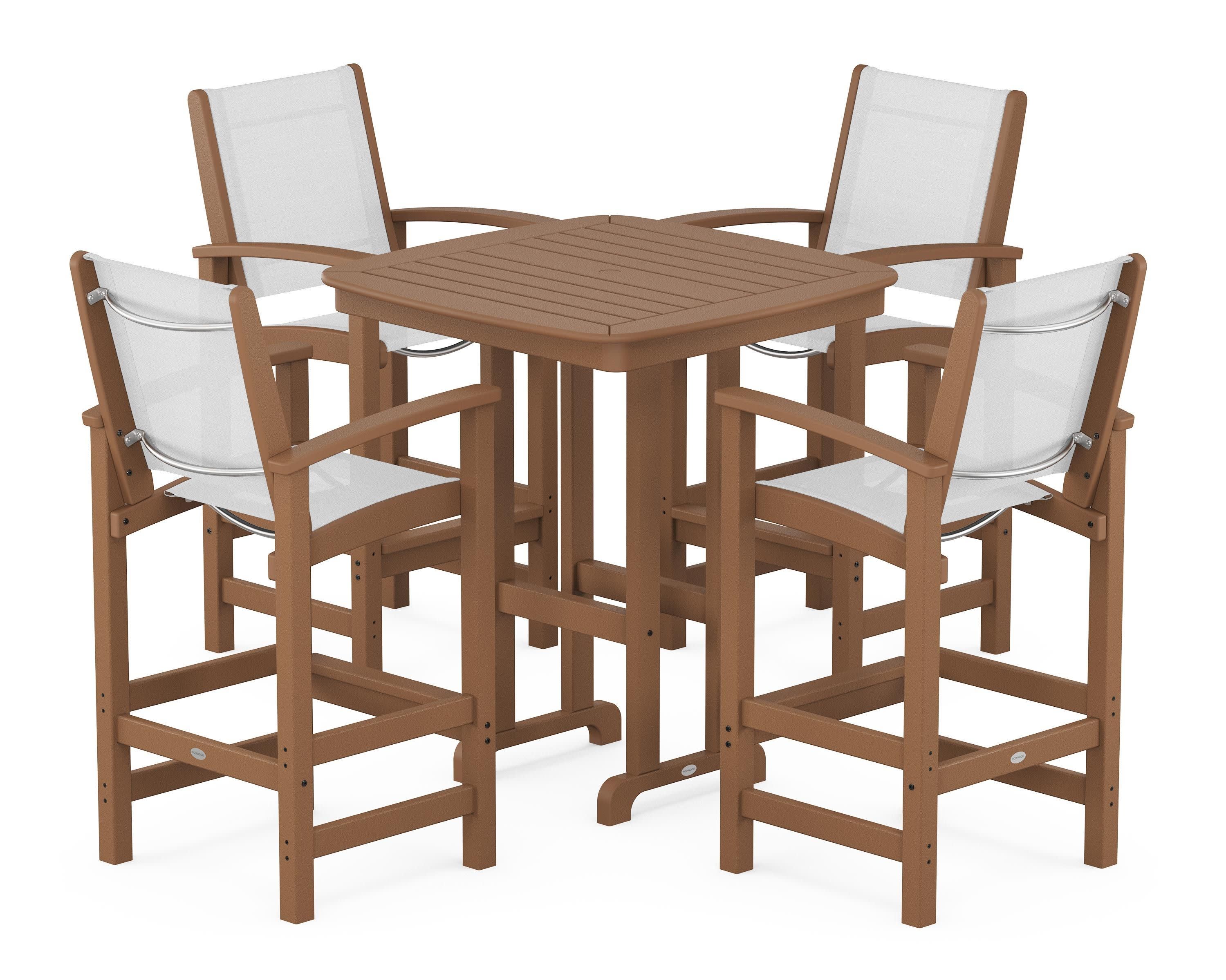 Coastal 5-Piece Bar Set in Teak / White Sling
