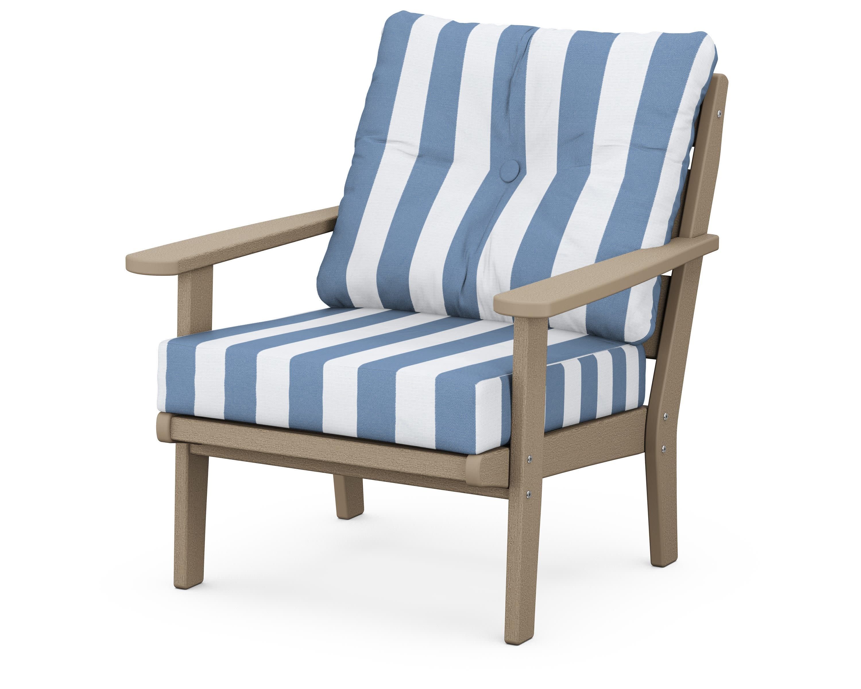 Lakeside Deep Seating Chair in Vintage Sahara / Cabana Stripe Sky Blue