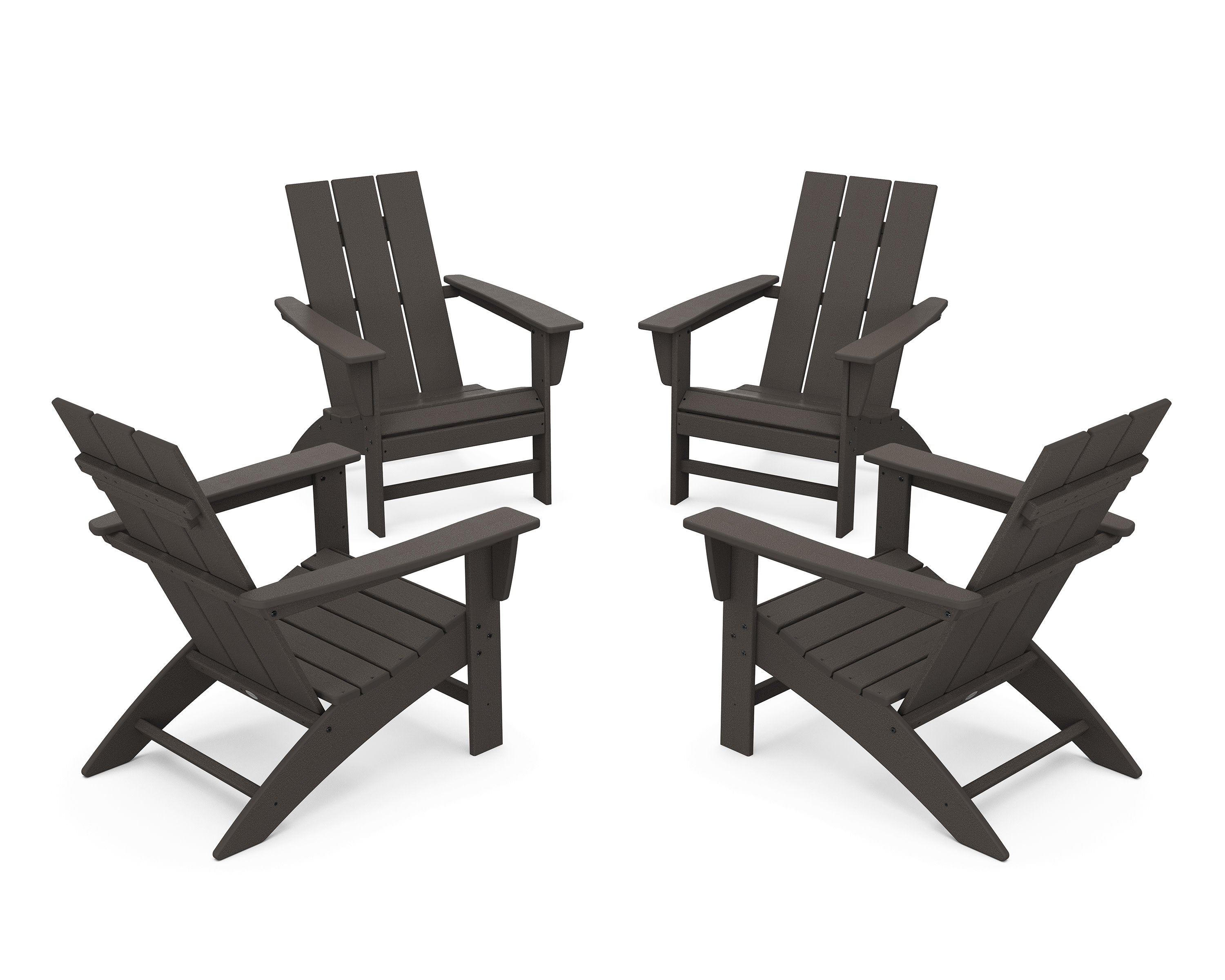 4-Piece Modern Adirondack Chair Conversation Set in Vintage Coffee