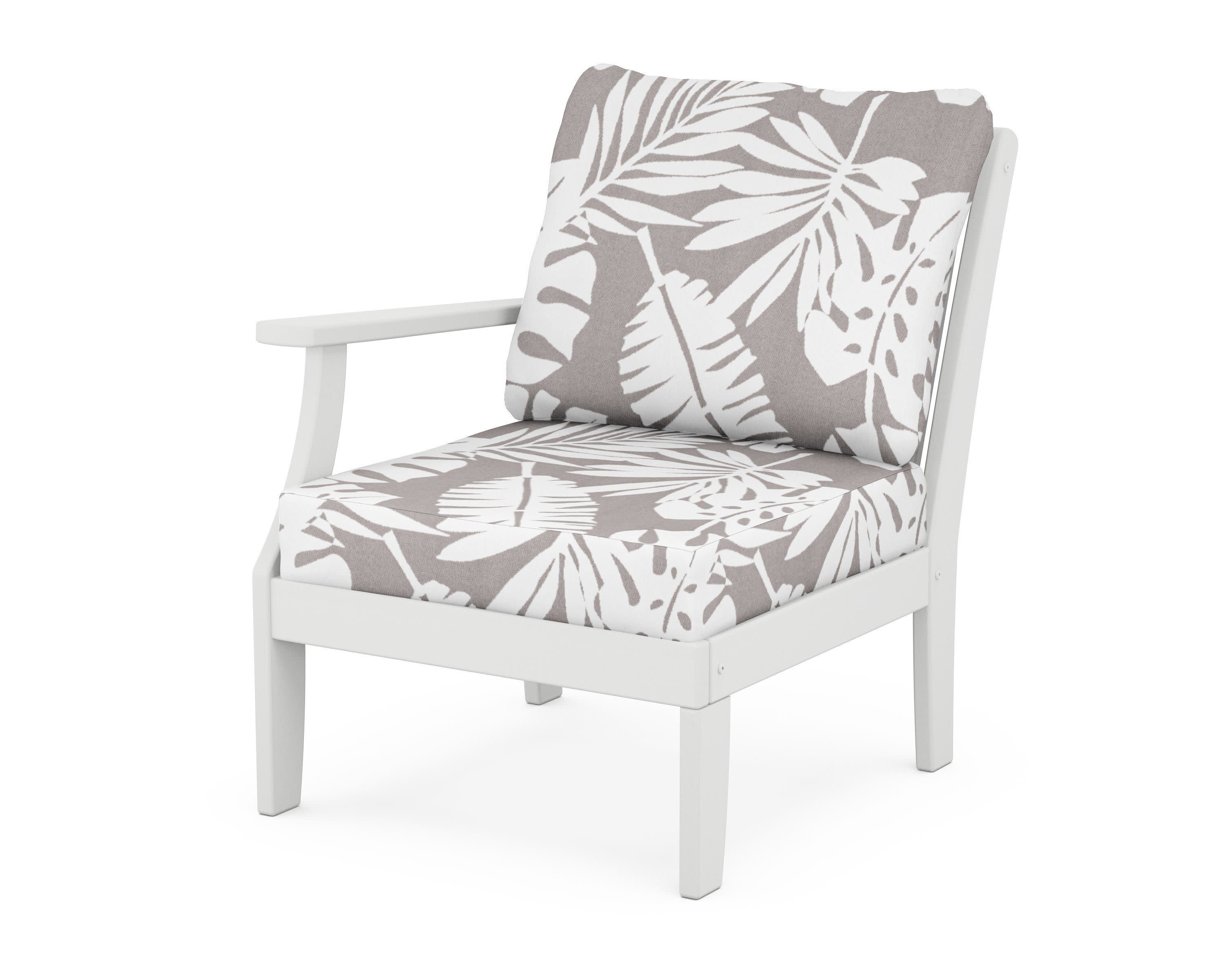 Braxton Modular Left Arm Chair in White / Leaf Grey Mist