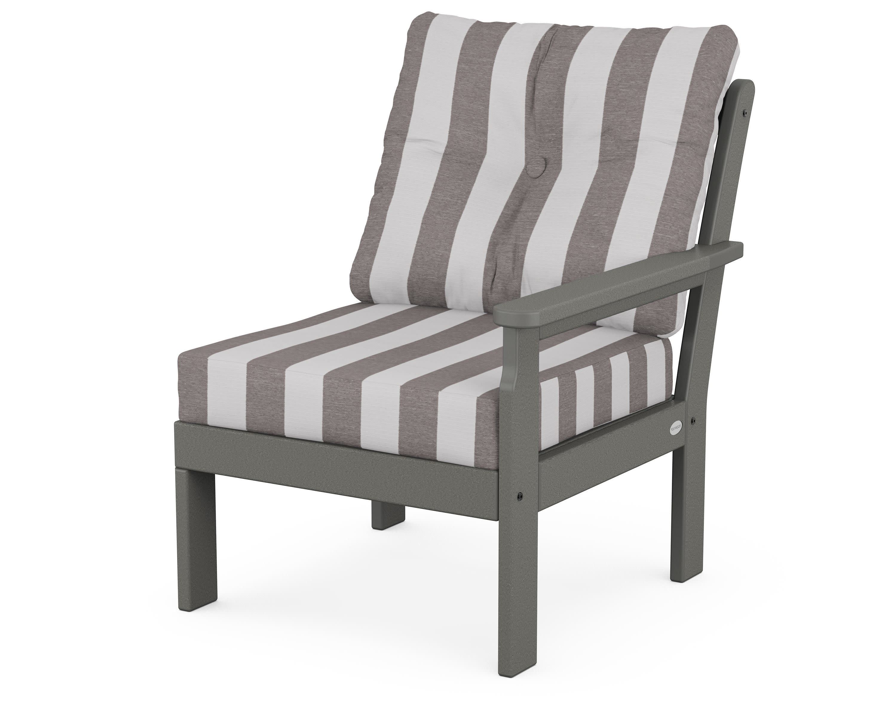 Vineyard Modular Right Arm Chair in Slate Grey / Cabana Stripe Grey Mist