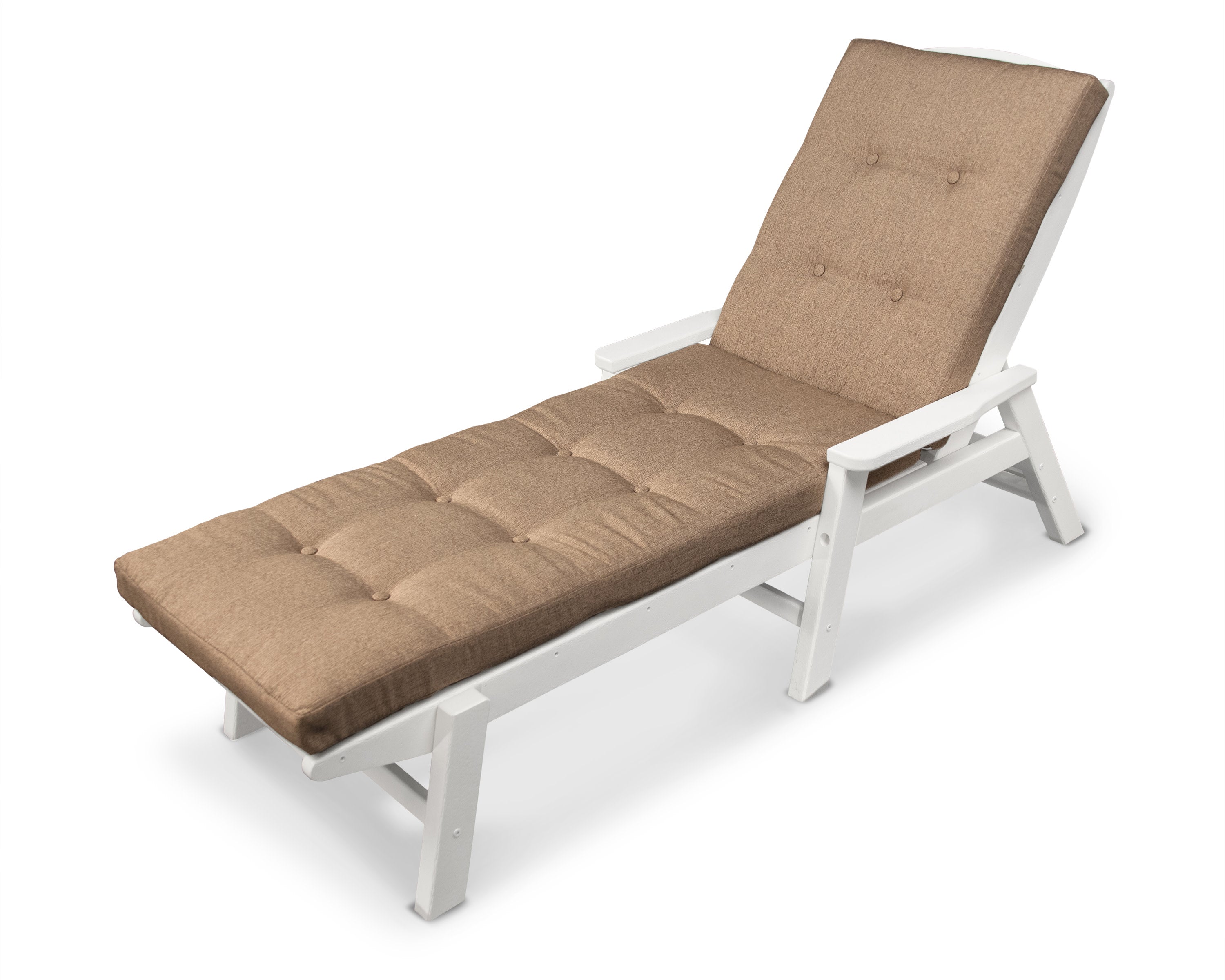 Nautical Chaise with Arms and Ateeva Luxe Cushion in White / Sesame