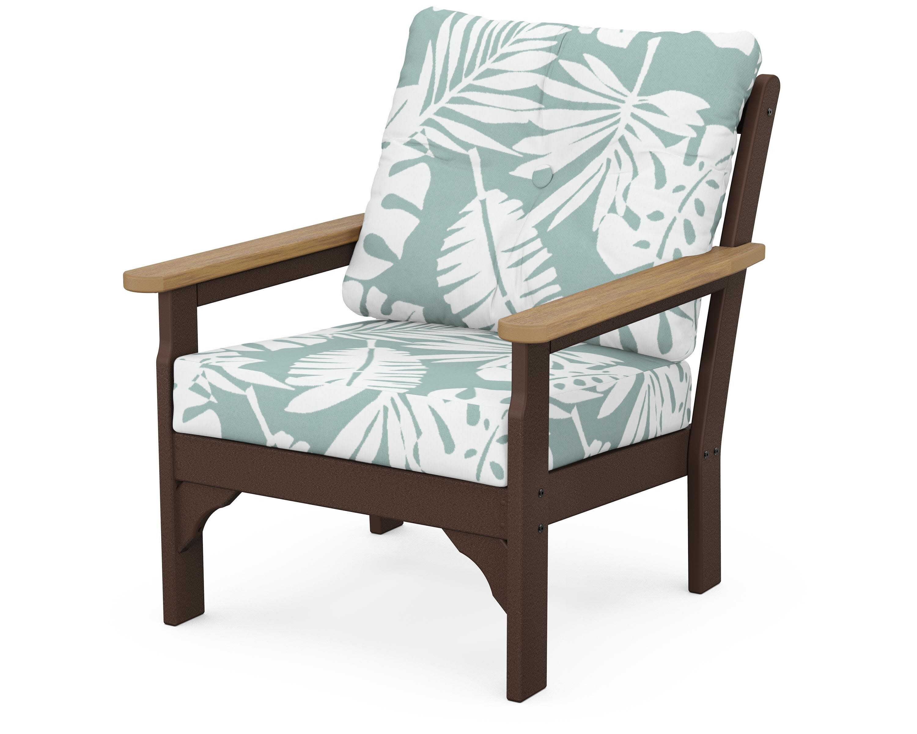 Vineyard Deep Seating Chair in Mahogany / Natural / Leaf Glacier Spa