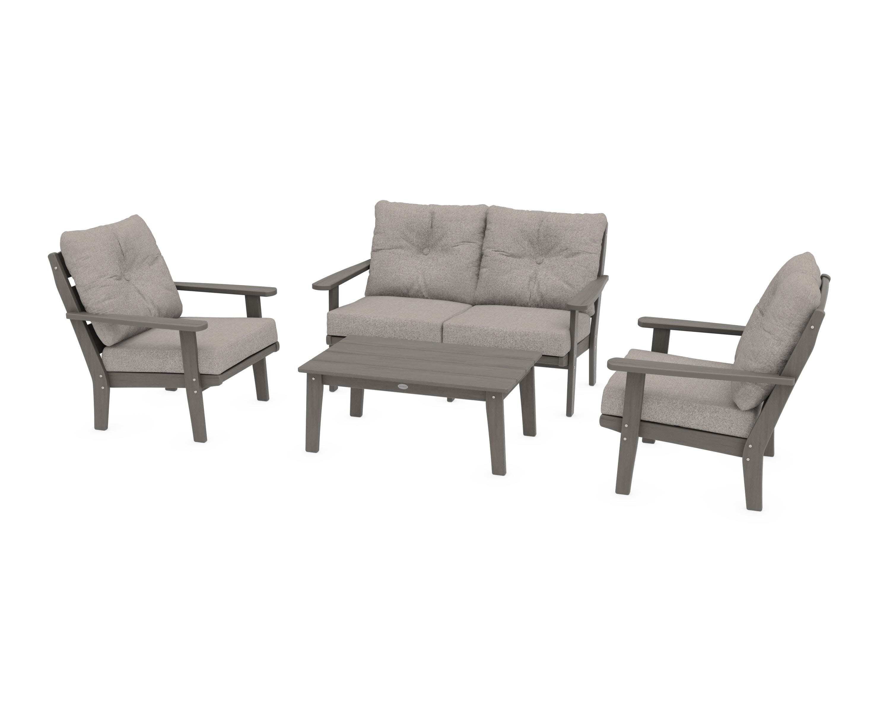 Lakeside 4-Piece Deep Seating Set in Driftwood / Weathered Tweed