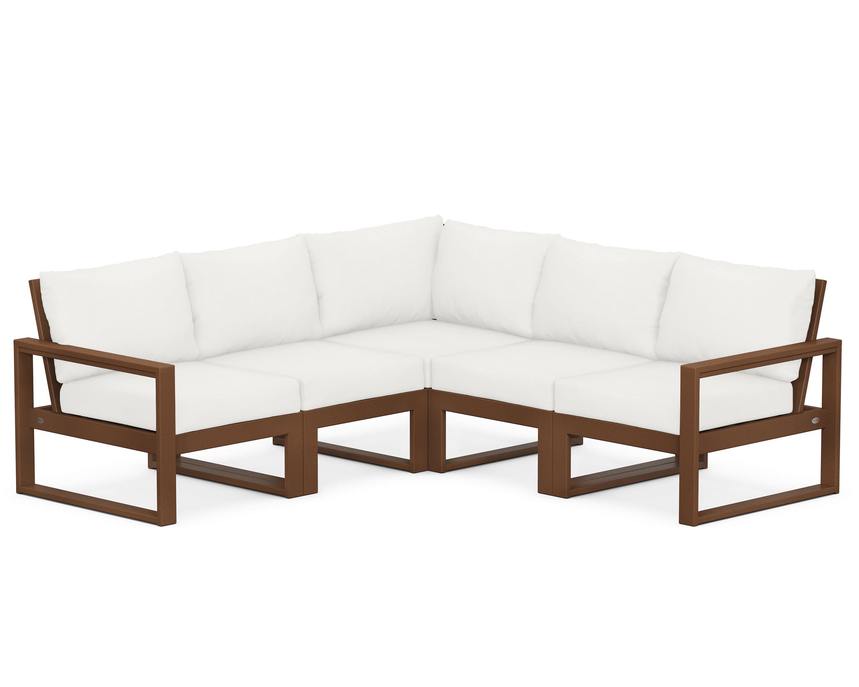 EDGE 5-Piece Modular Deep Seating Set in Teak / Natural Linen