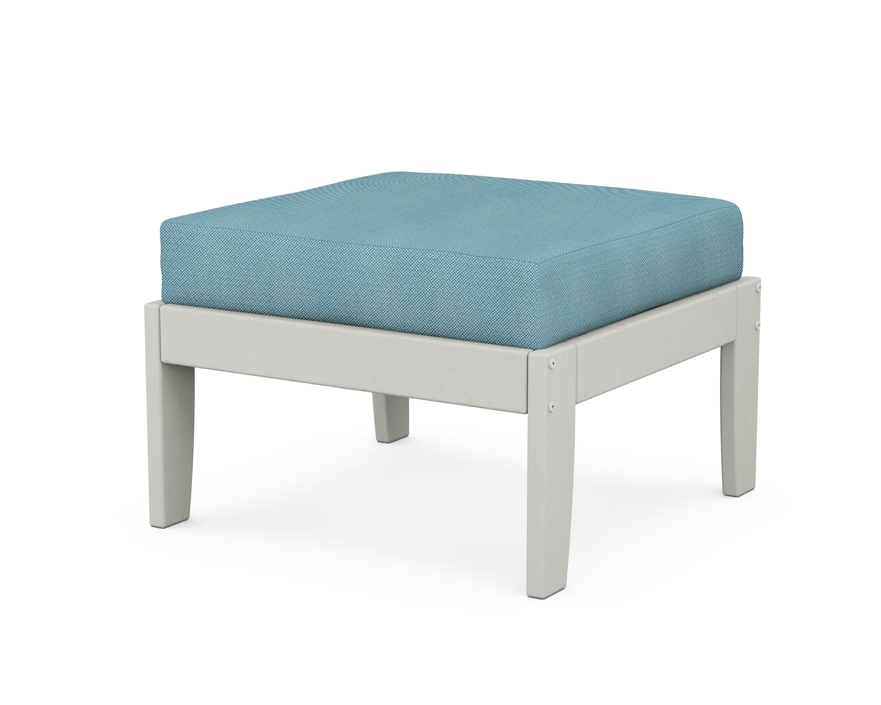 Modular Ottoman - Classic in Vintage White / Lattice Sky Blue