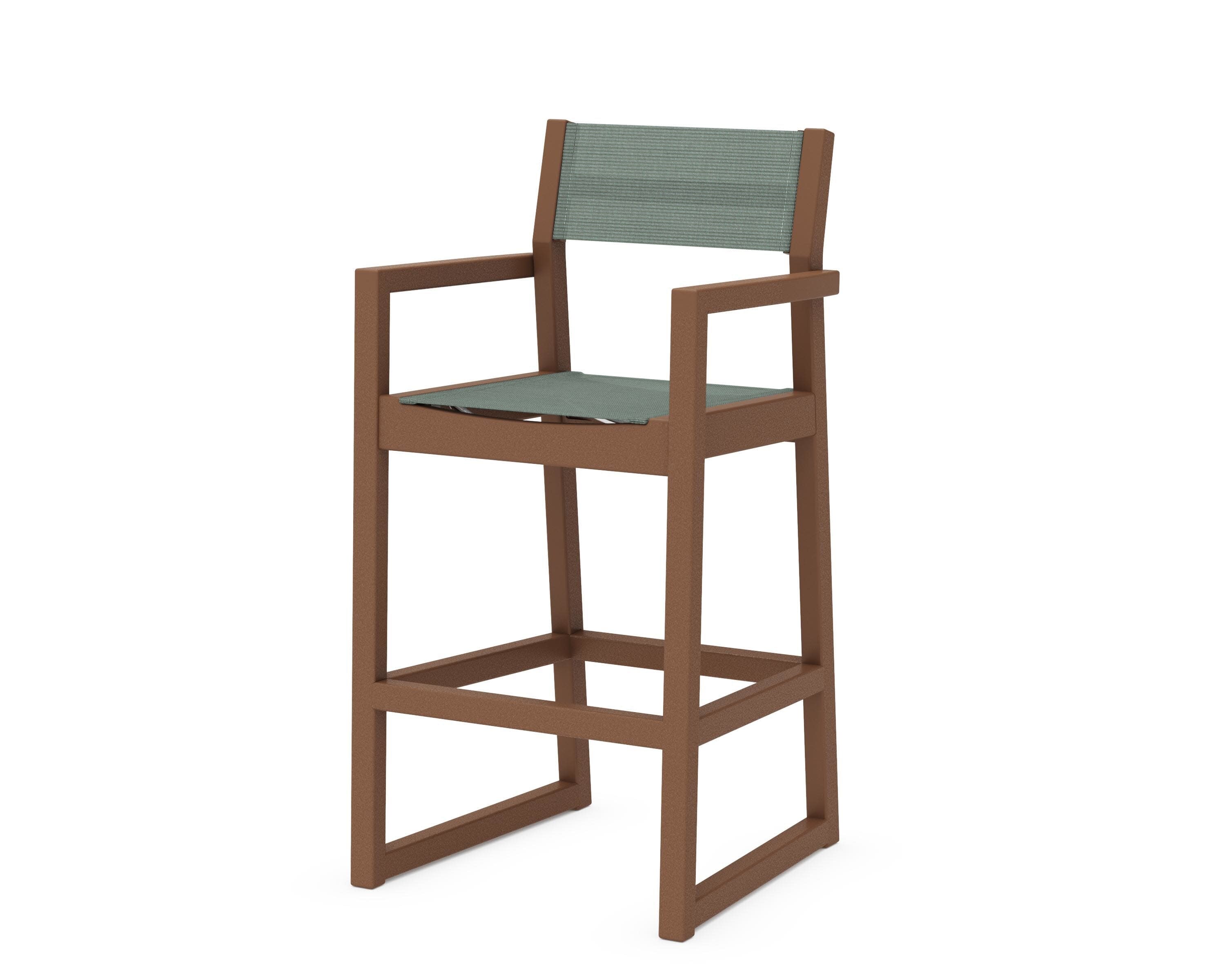 EDGE Sling Bar Arm Chair in Teak / Dupioni Sea Mist Sling