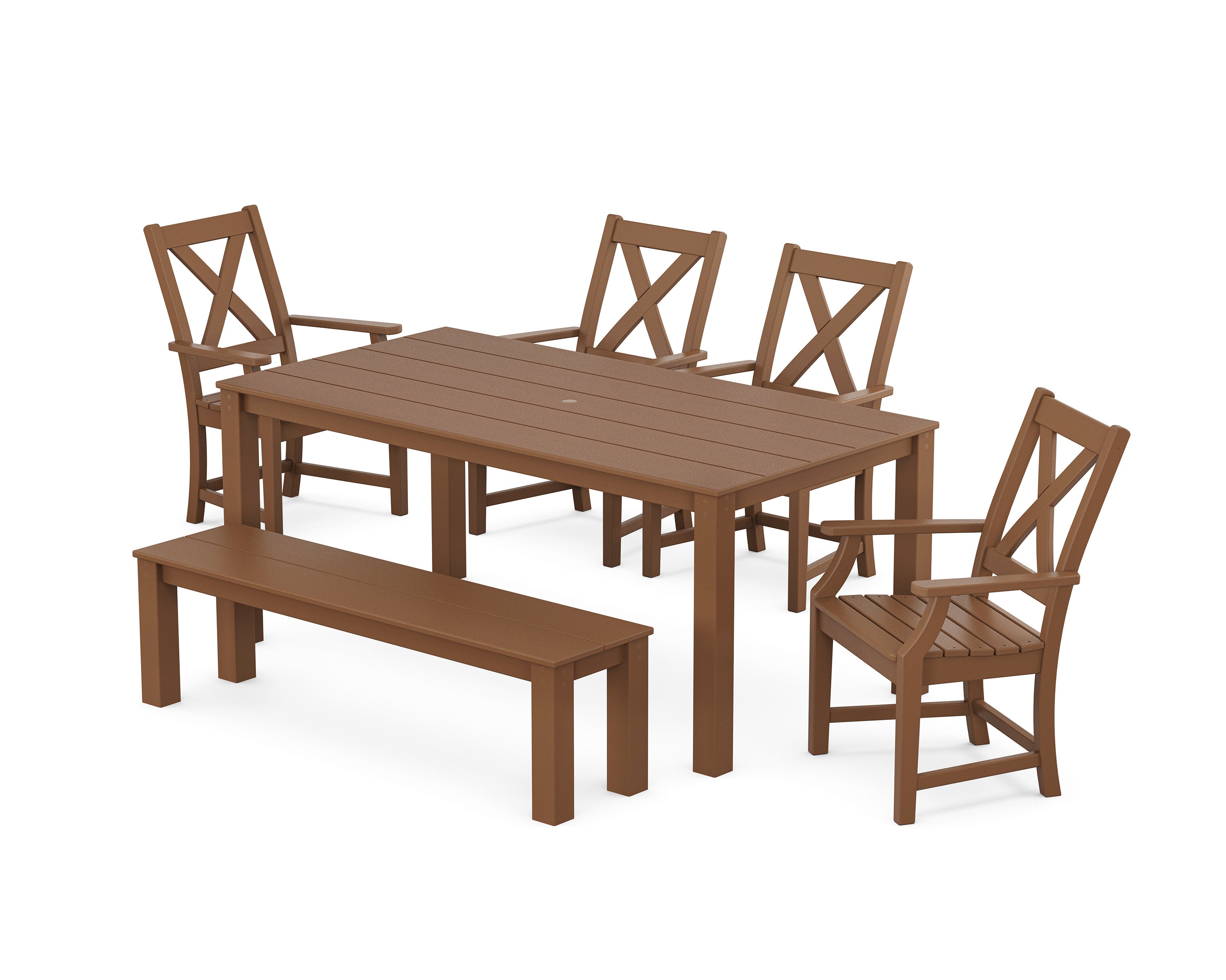 Braxton 6-Piece Parsons Dining Set with Bench in Teak