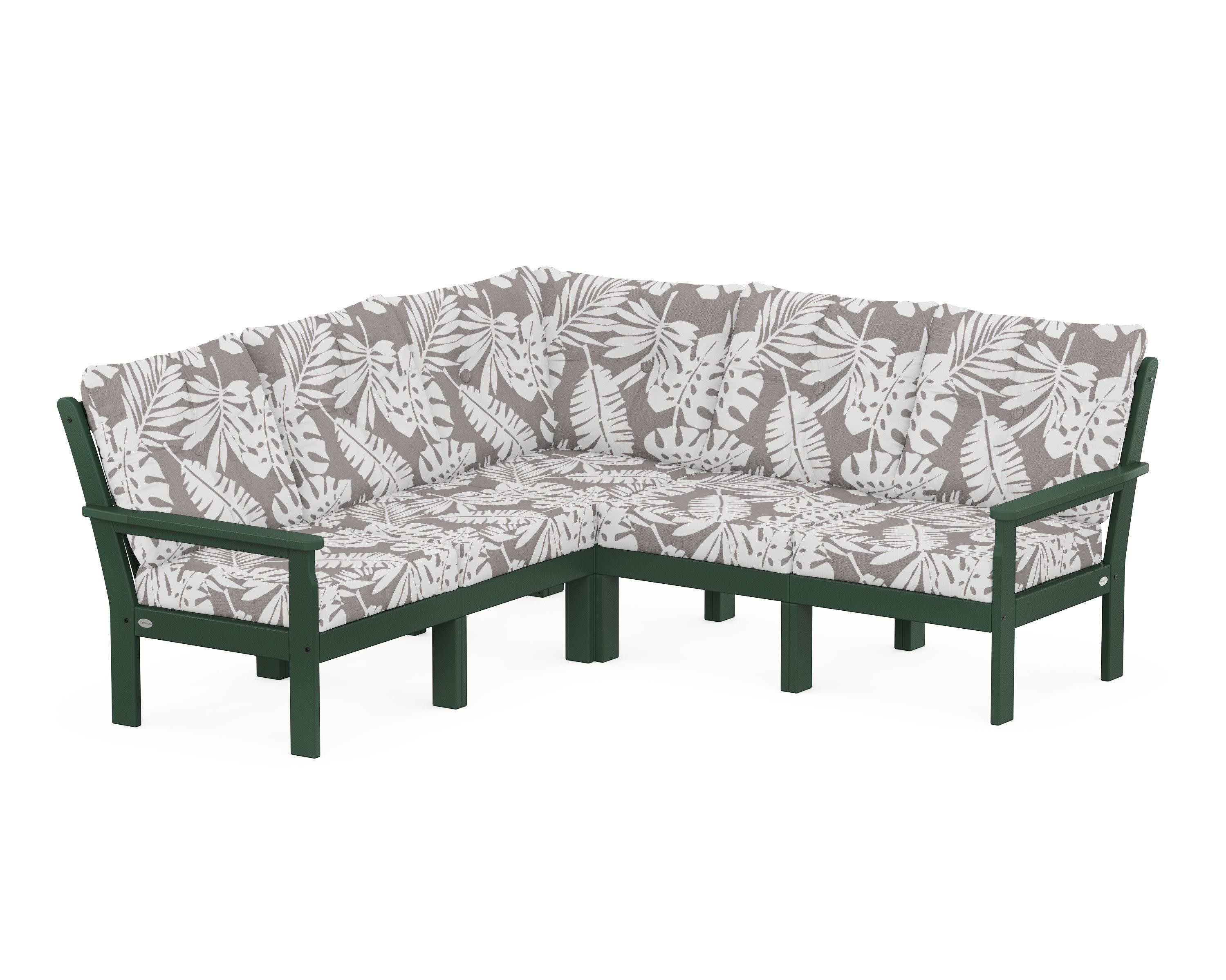 Vineyard 5-Piece Sectional in Green / Leaf Grey Mist