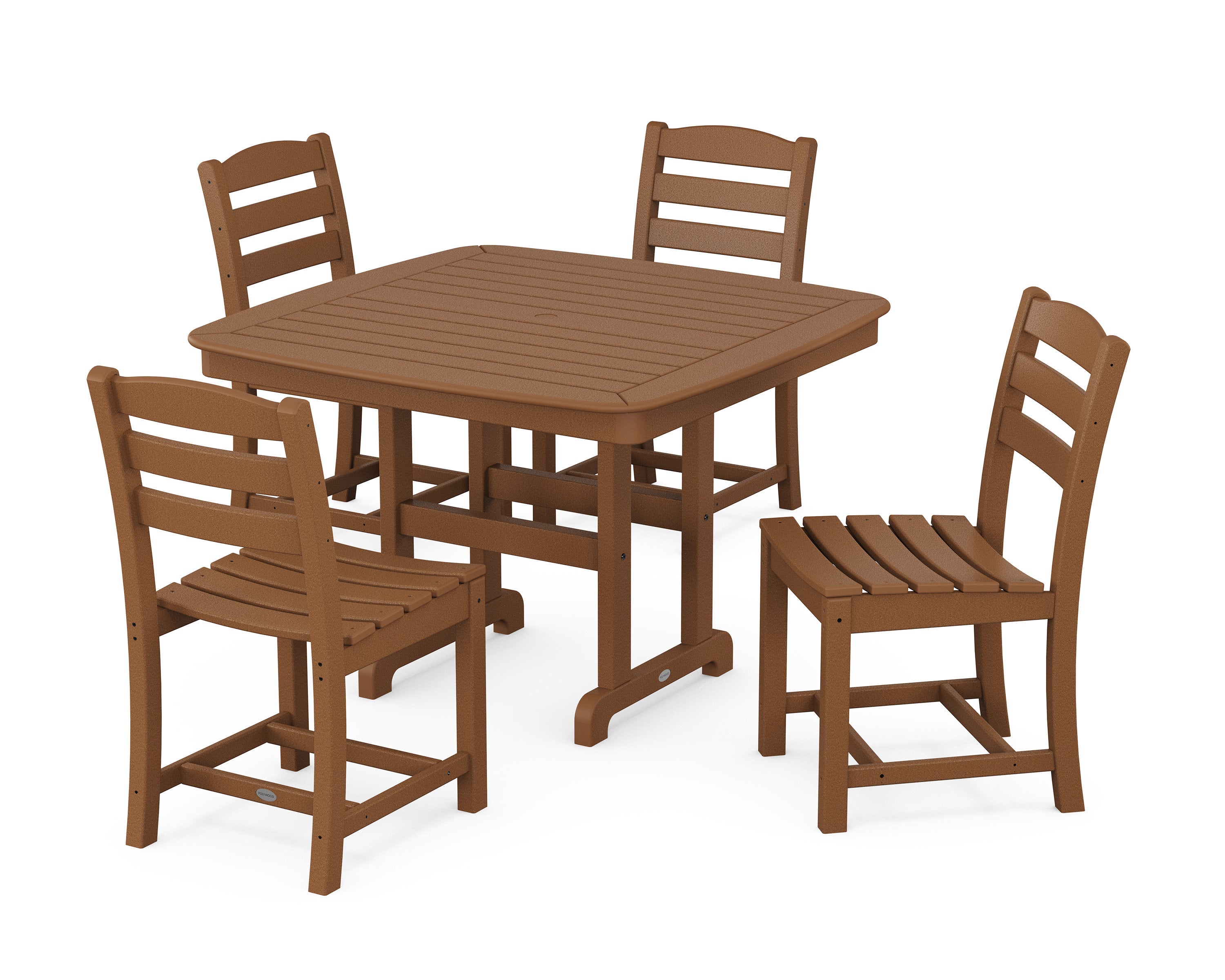 La Casa Caf Side Chair 5-Piece Dining Set with Trestle Legs in Teak