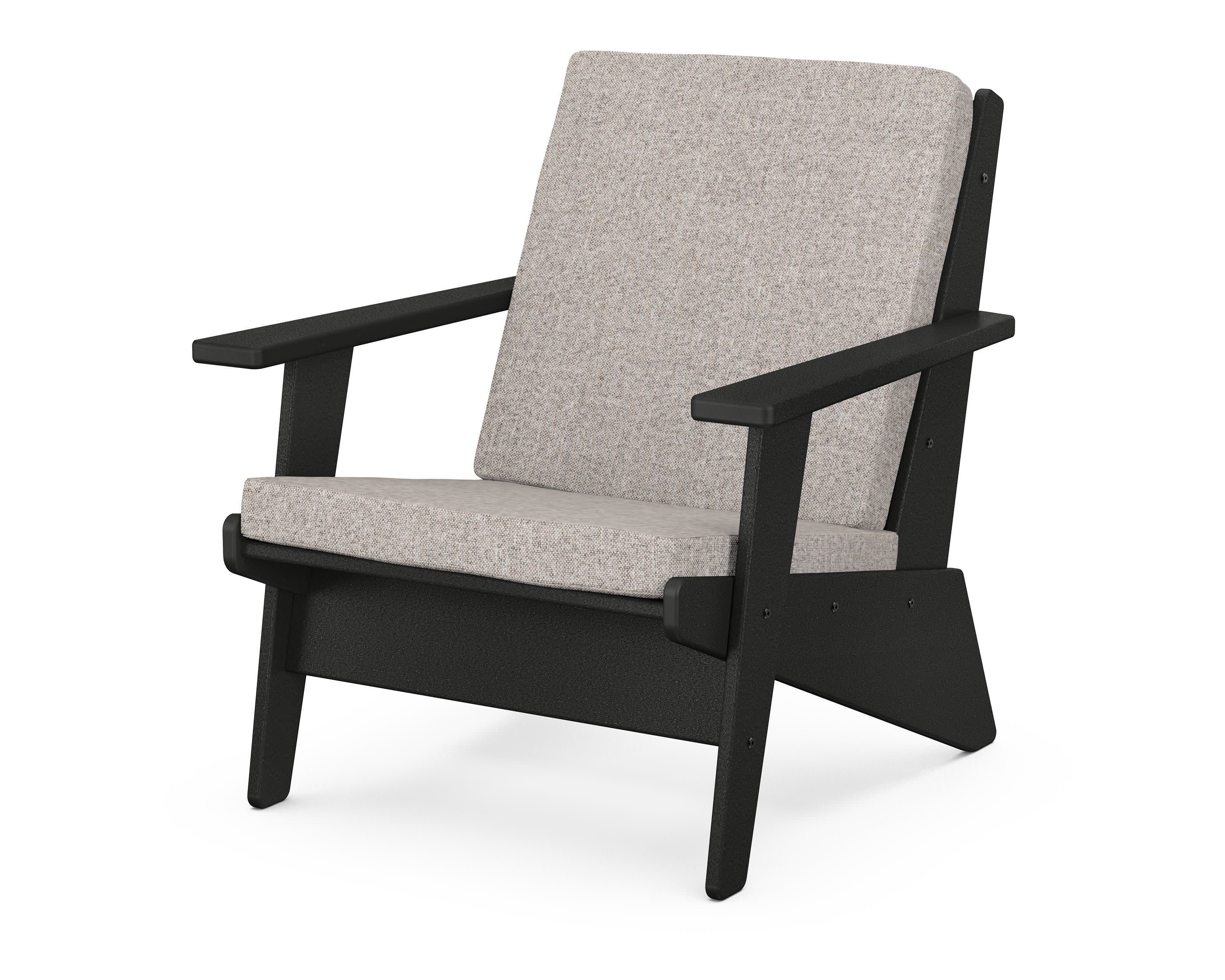 Riviera Modern Lounge Chair in Black / Weathered Tweed