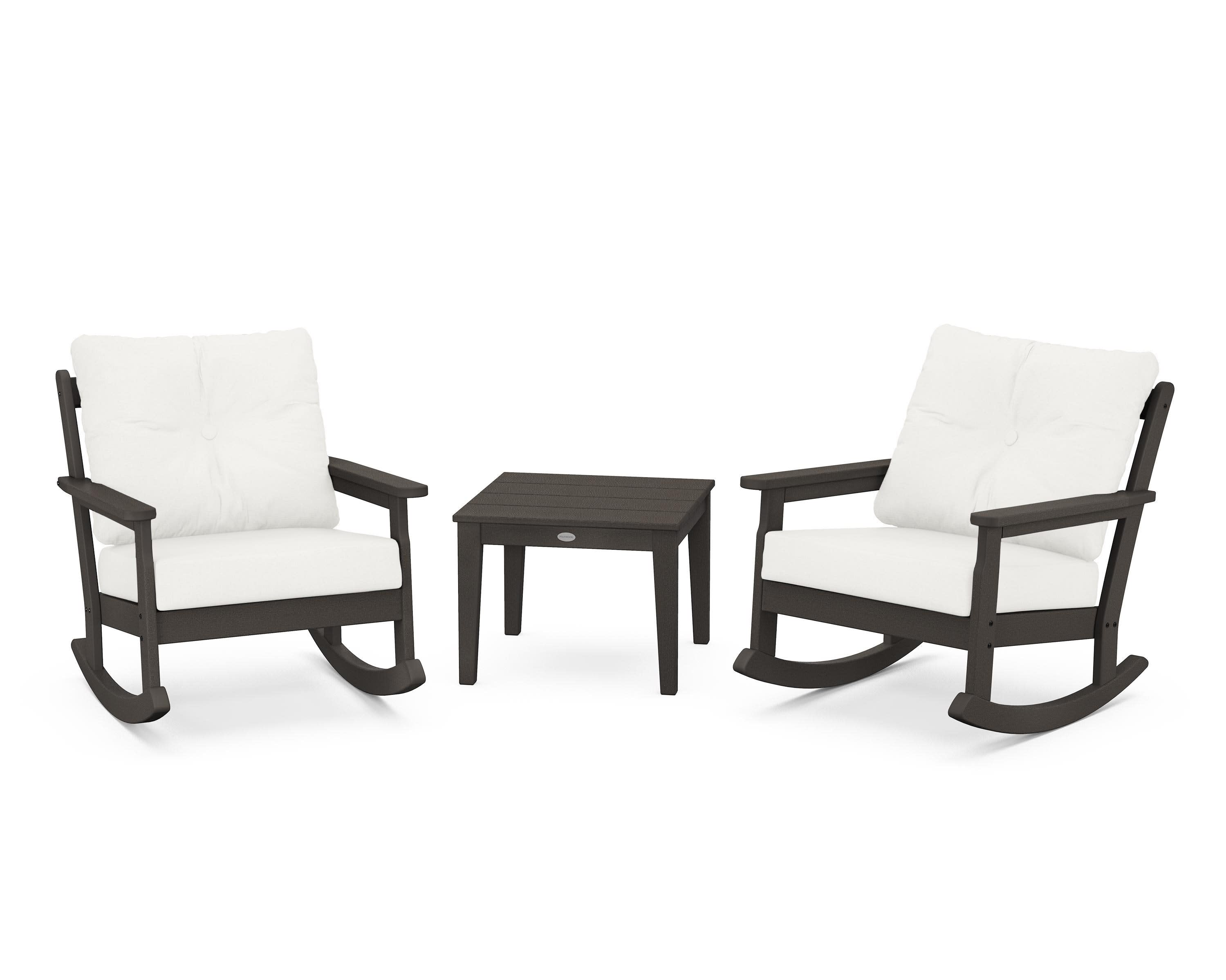 Vineyard 3-Piece Deep Seating Rocker Set in Vintage Coffee / Natural Linen