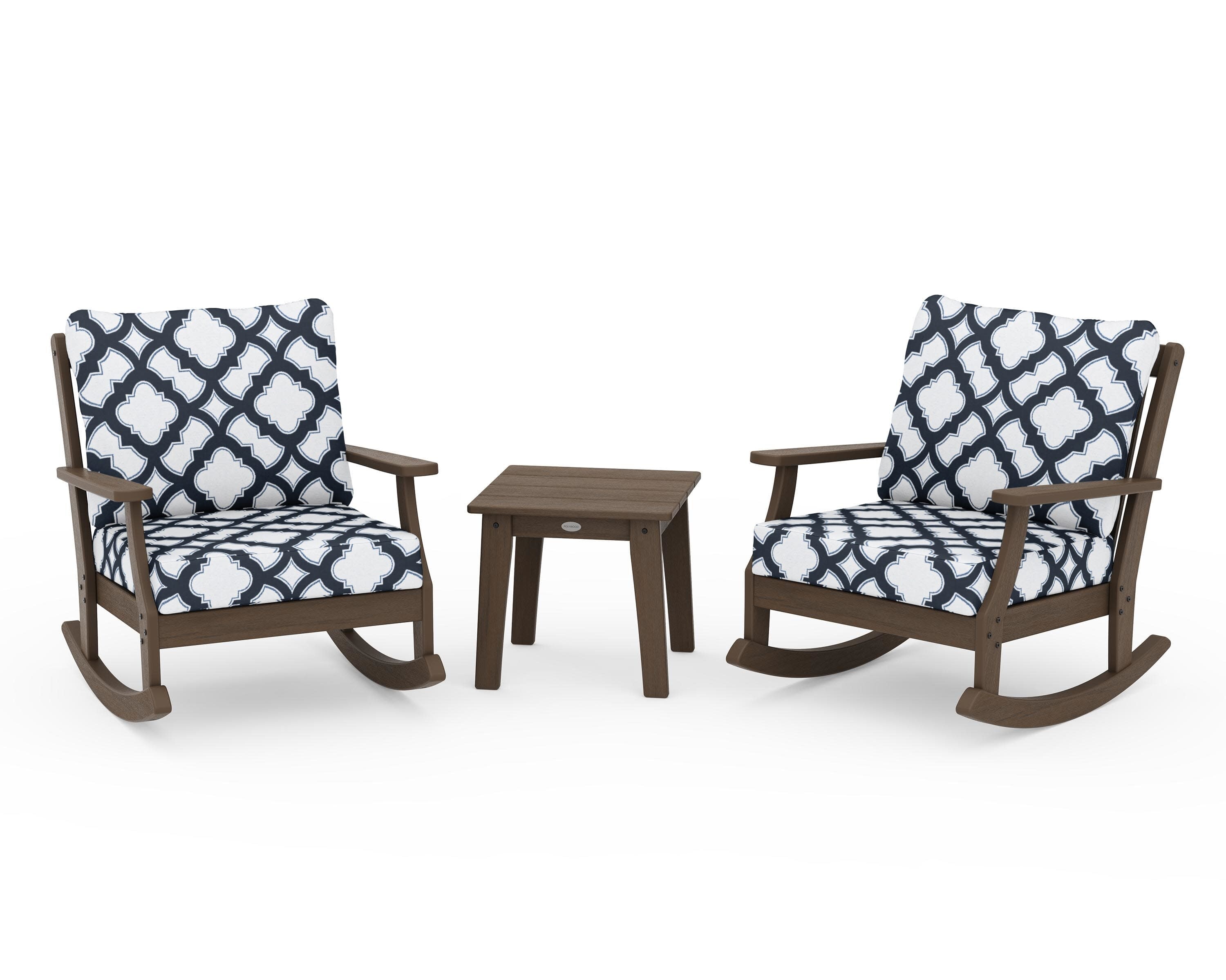 Braxton 3-Piece Deep Seating Rocker Set in Kona / Trellis Marine Indigo