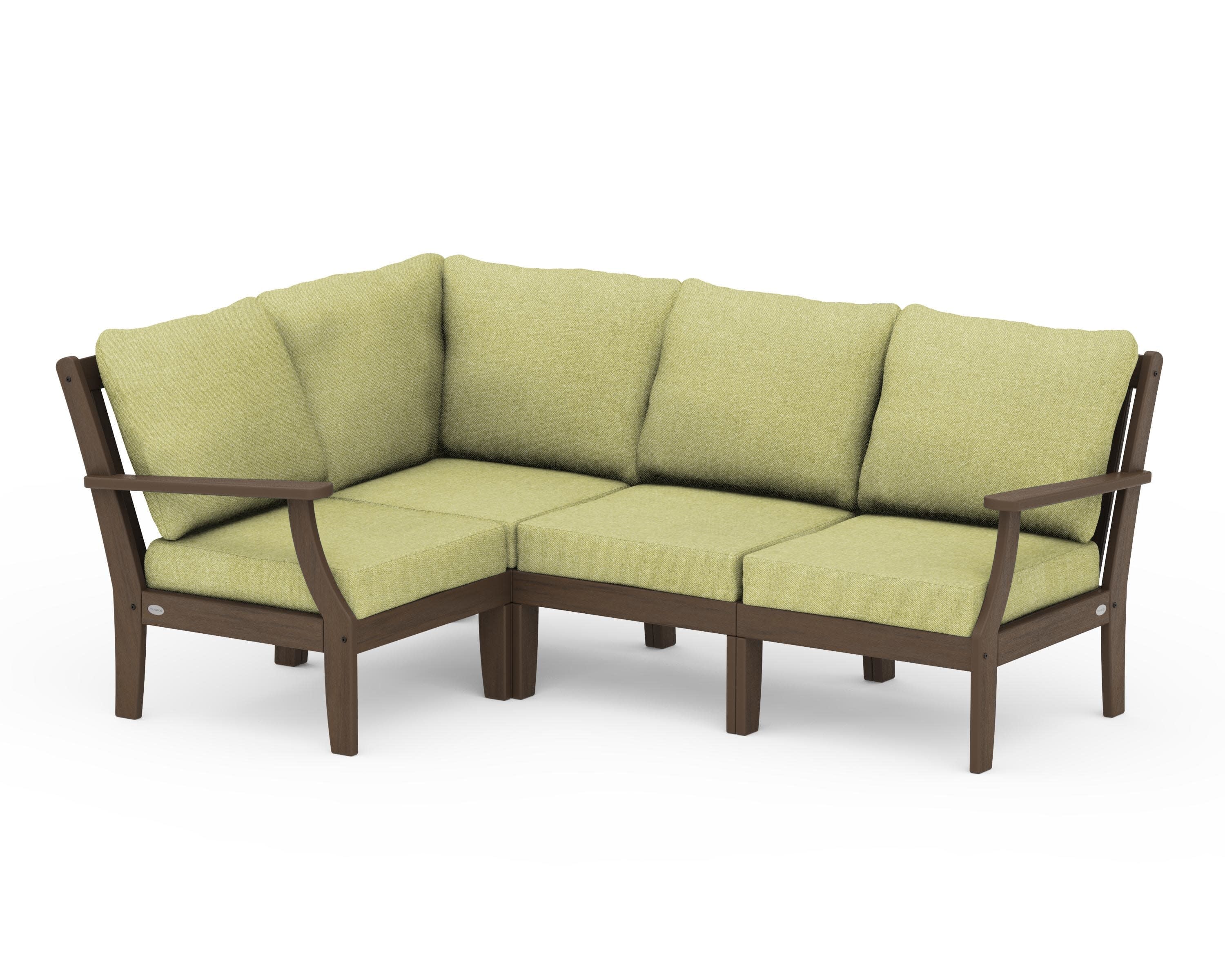 Braxton Modular 4-Piece Deep Seating Set in Kona / Chartreuse Boucle