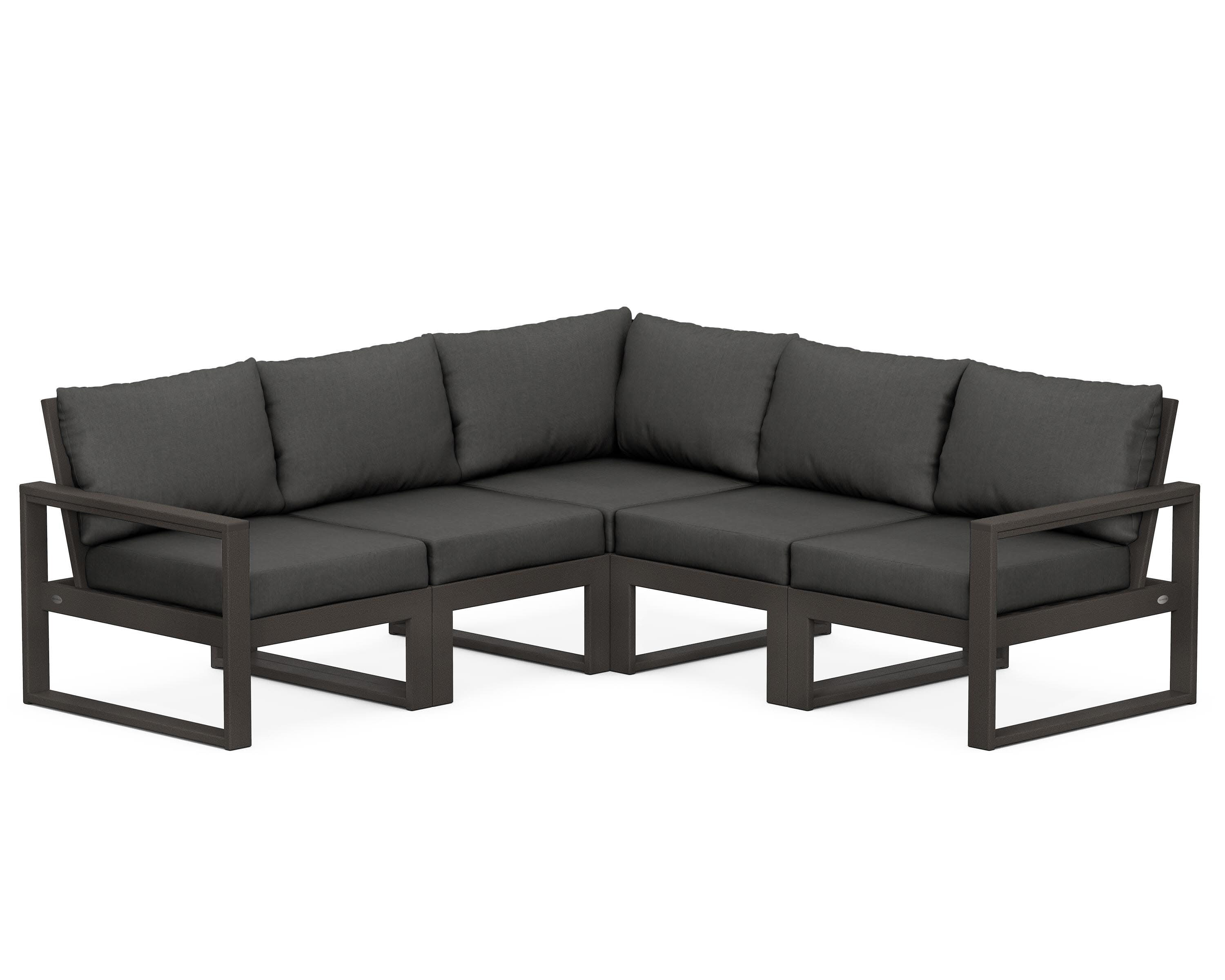EDGE 5-Piece Modular Deep Seating Set in Vintage Coffee / Spectrum Carbon