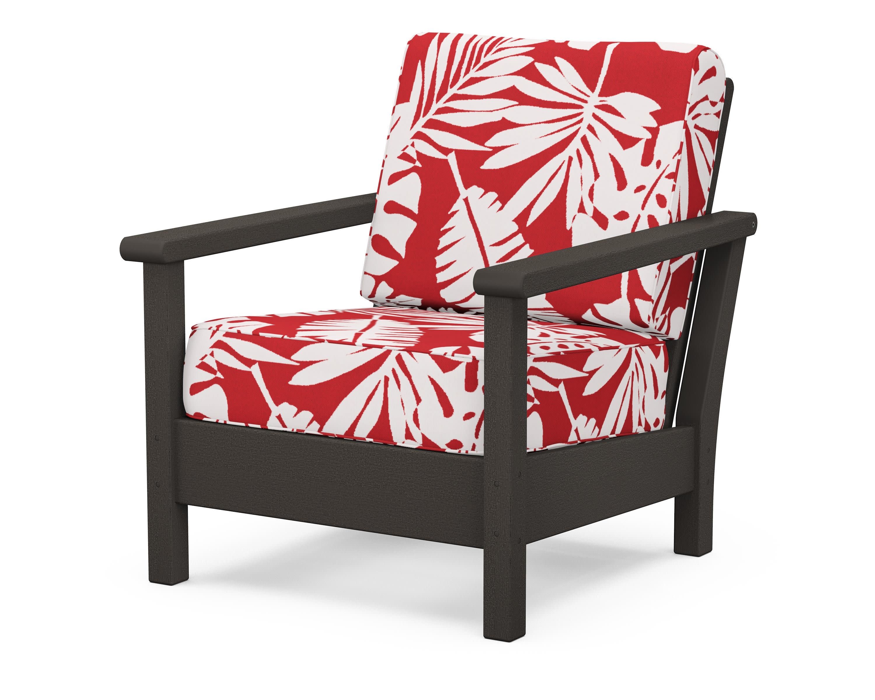 Harbour Deep Seating Chair in Vintage Coffee / Leaf Crimson