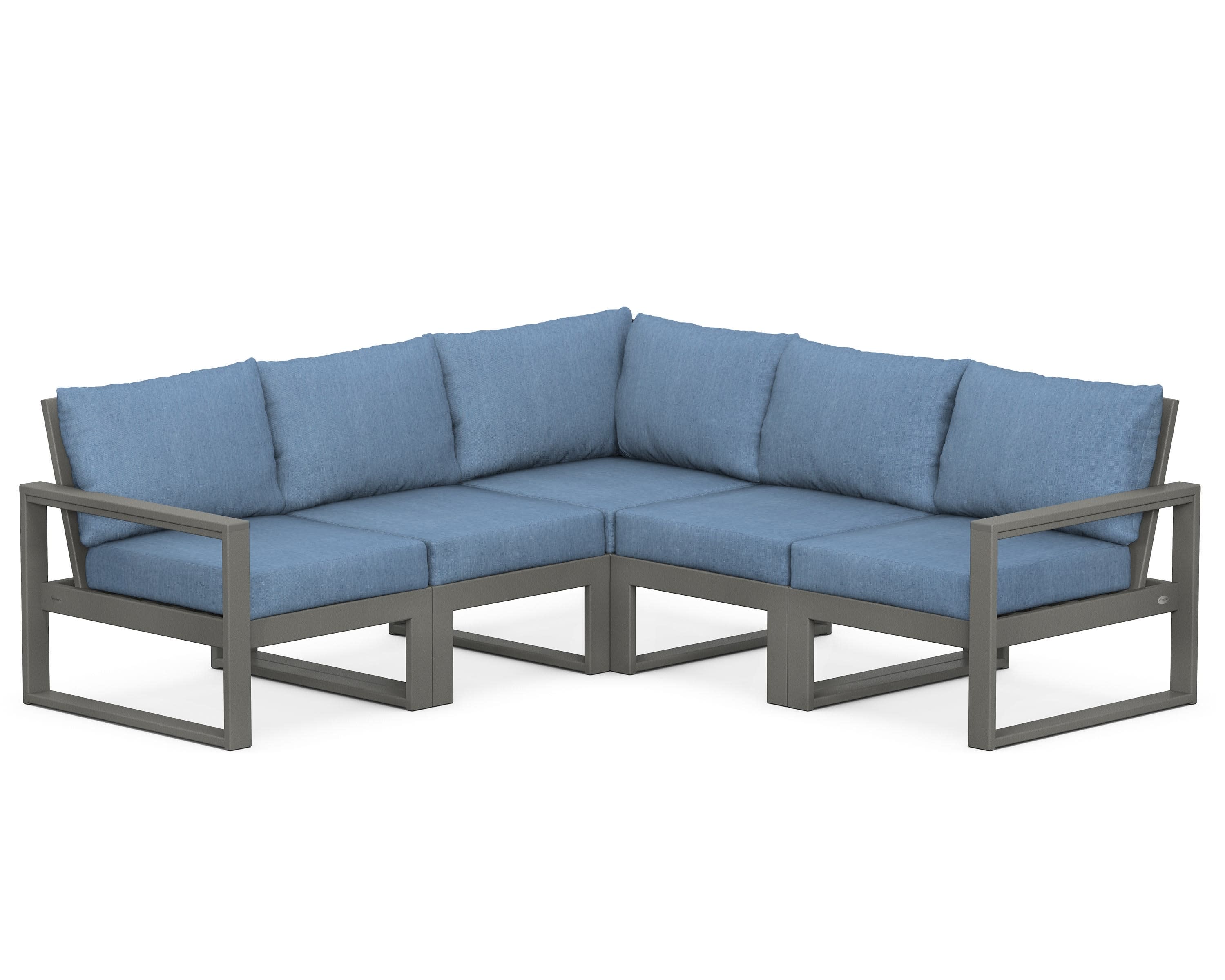EDGE 5-Piece Modular Deep Seating Set in Slate Grey / Sky Blue