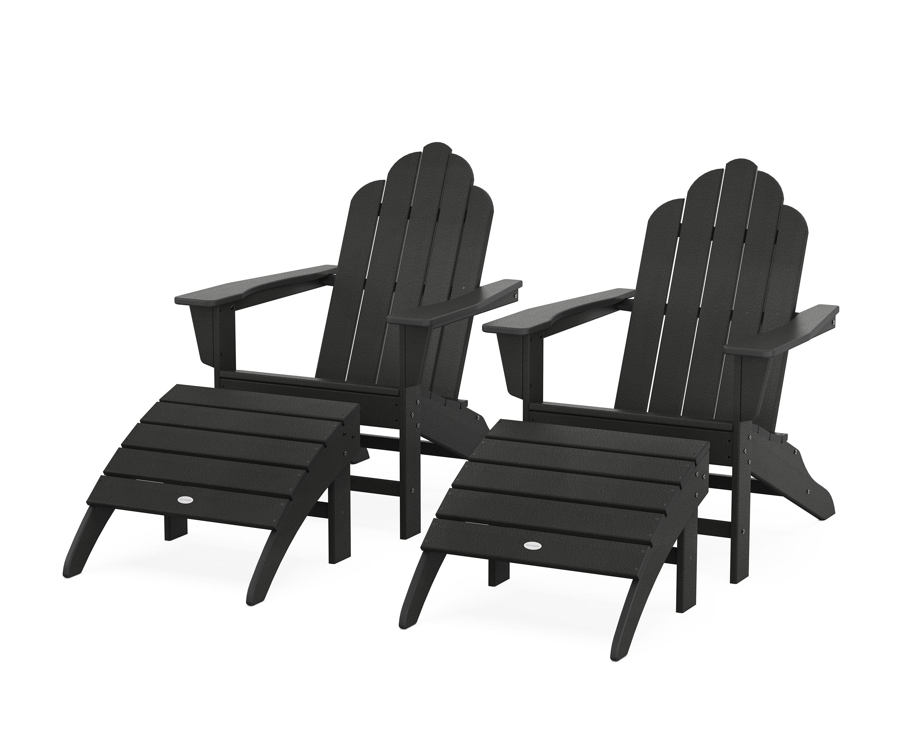 Long Island Adirondack Chair 4-Piece Set with Ottomans in Black