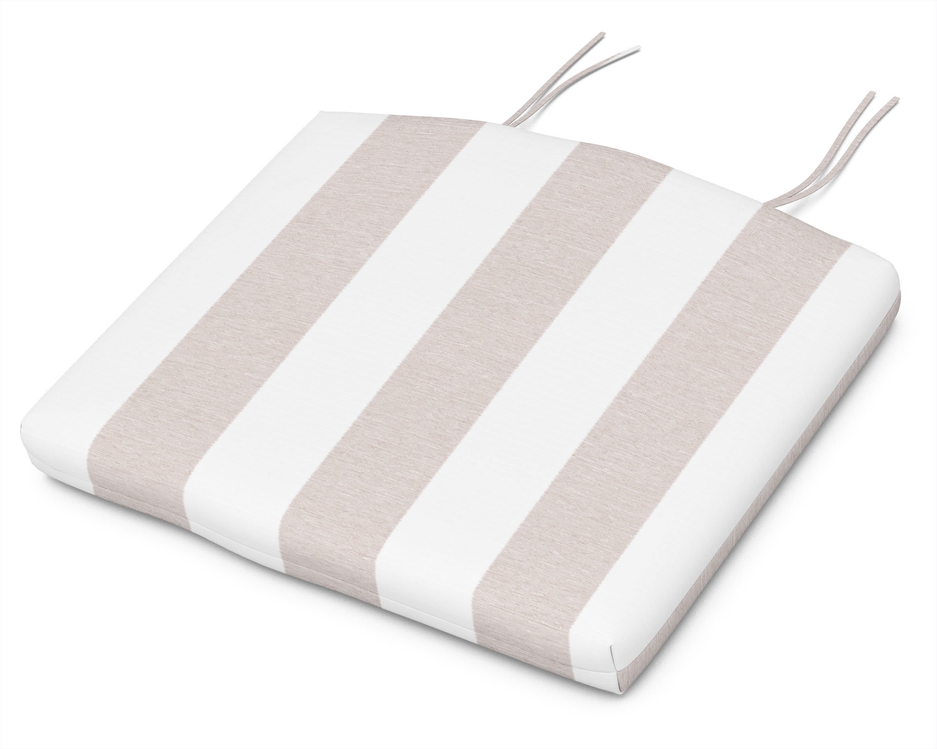 Standard Seat Cushion 17"D x 20.5"W x 2.5"H in Cabana Stripe Dune Burlap