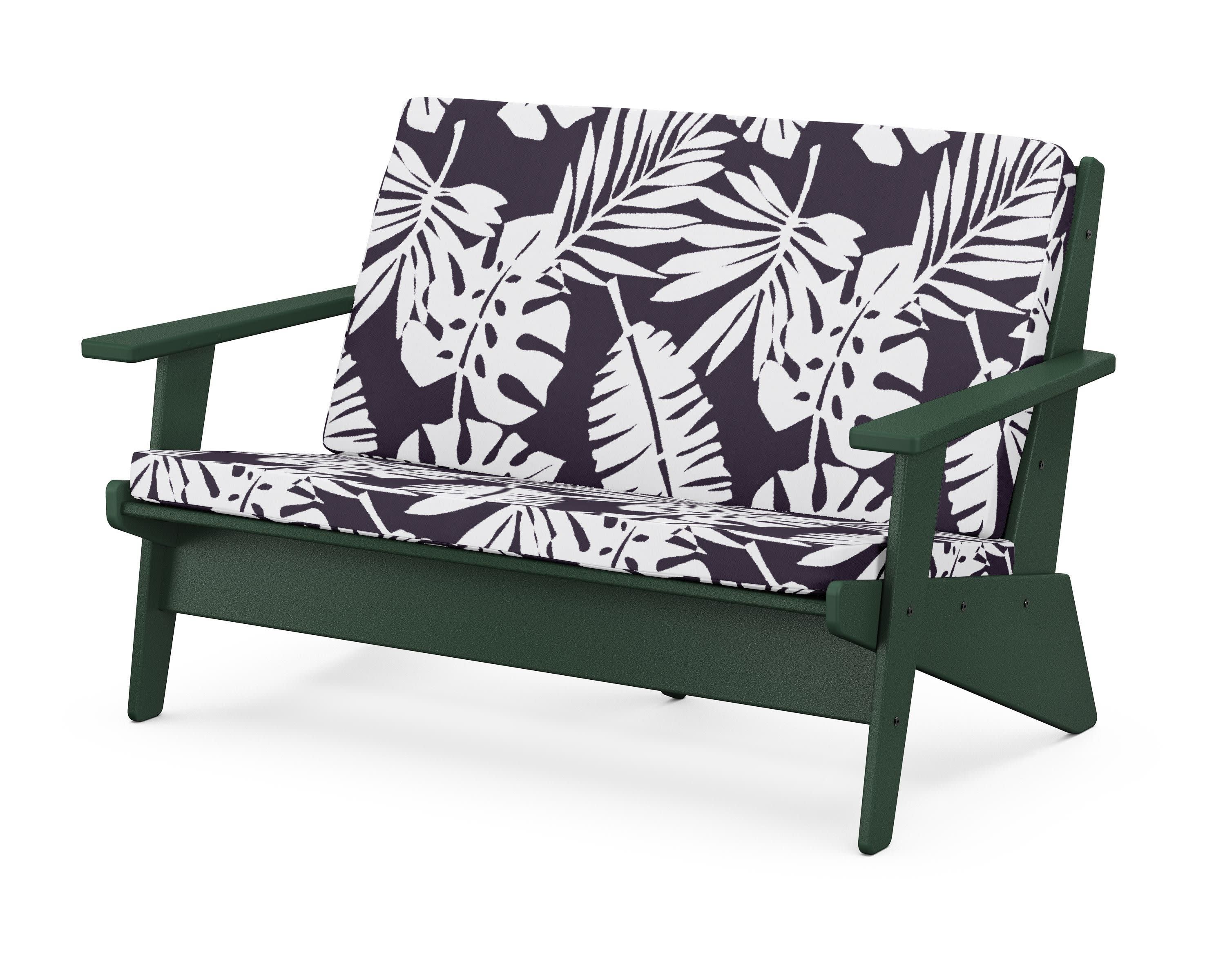 Riviera Modern Lounge Loveseat in Green / Leaf Navy