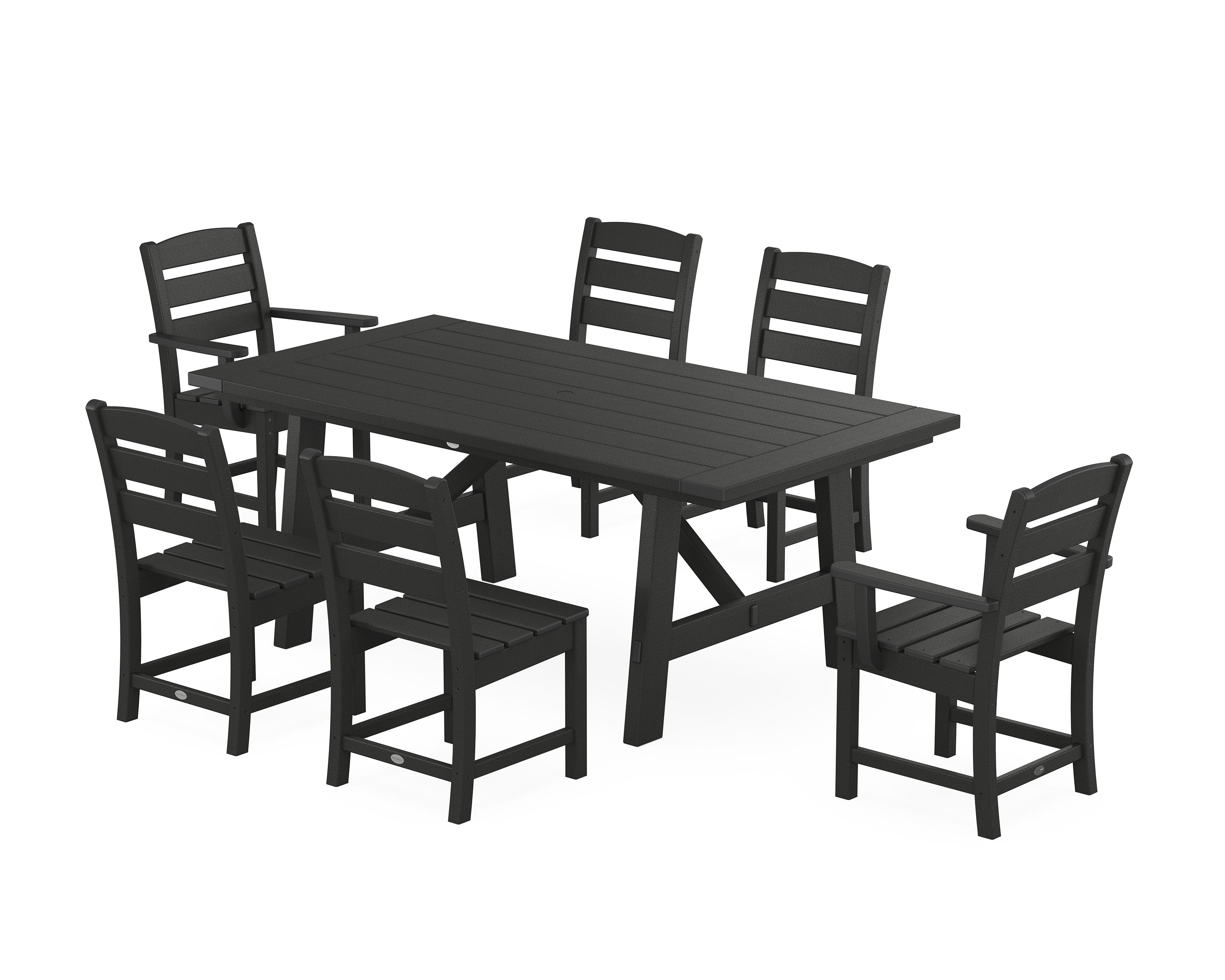 Lakeside 7-Piece Rustic Farmhouse Dining Set in Black