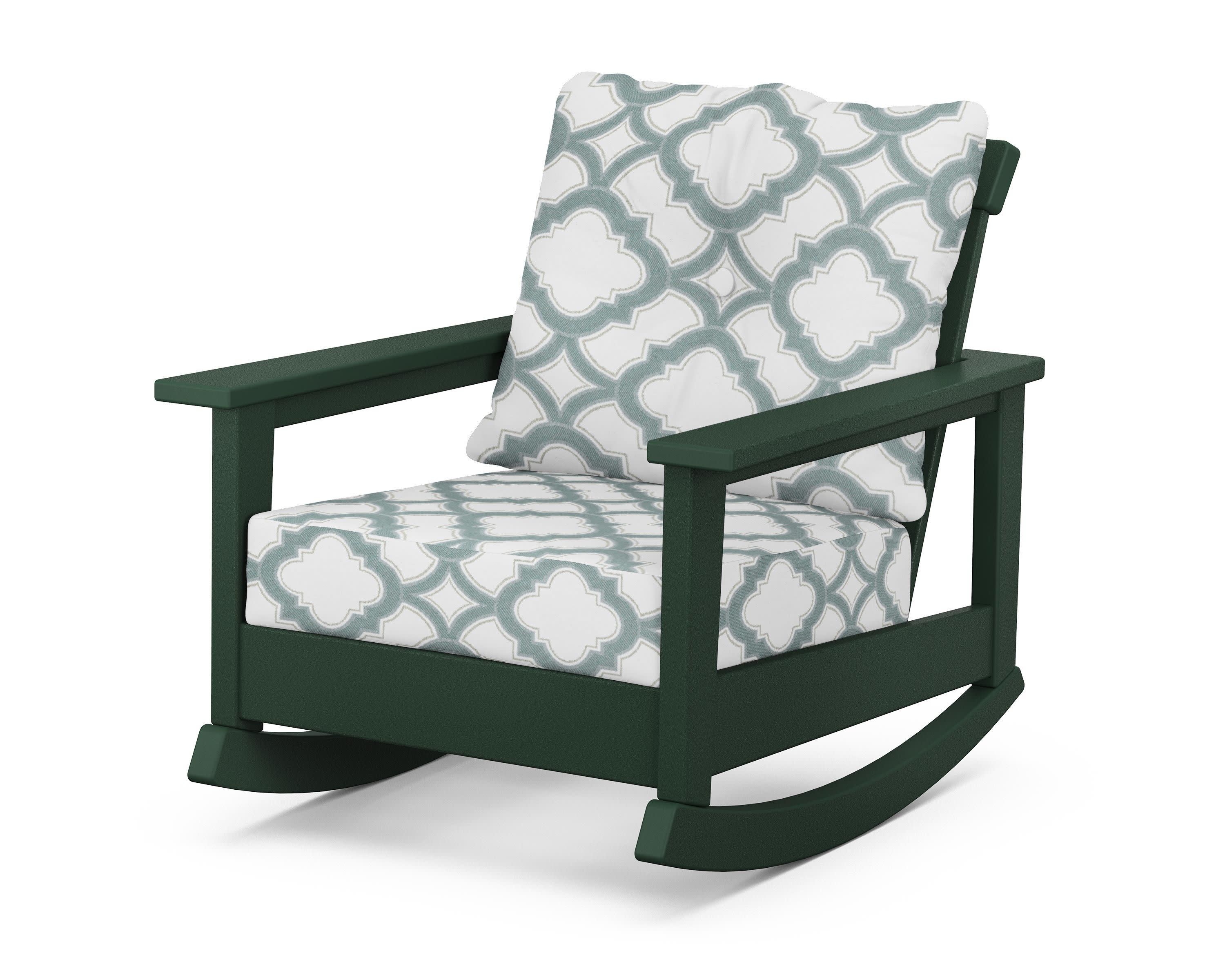 Prescott Deep Seating Rocking Chair in Green / Trellis Glacier Spa