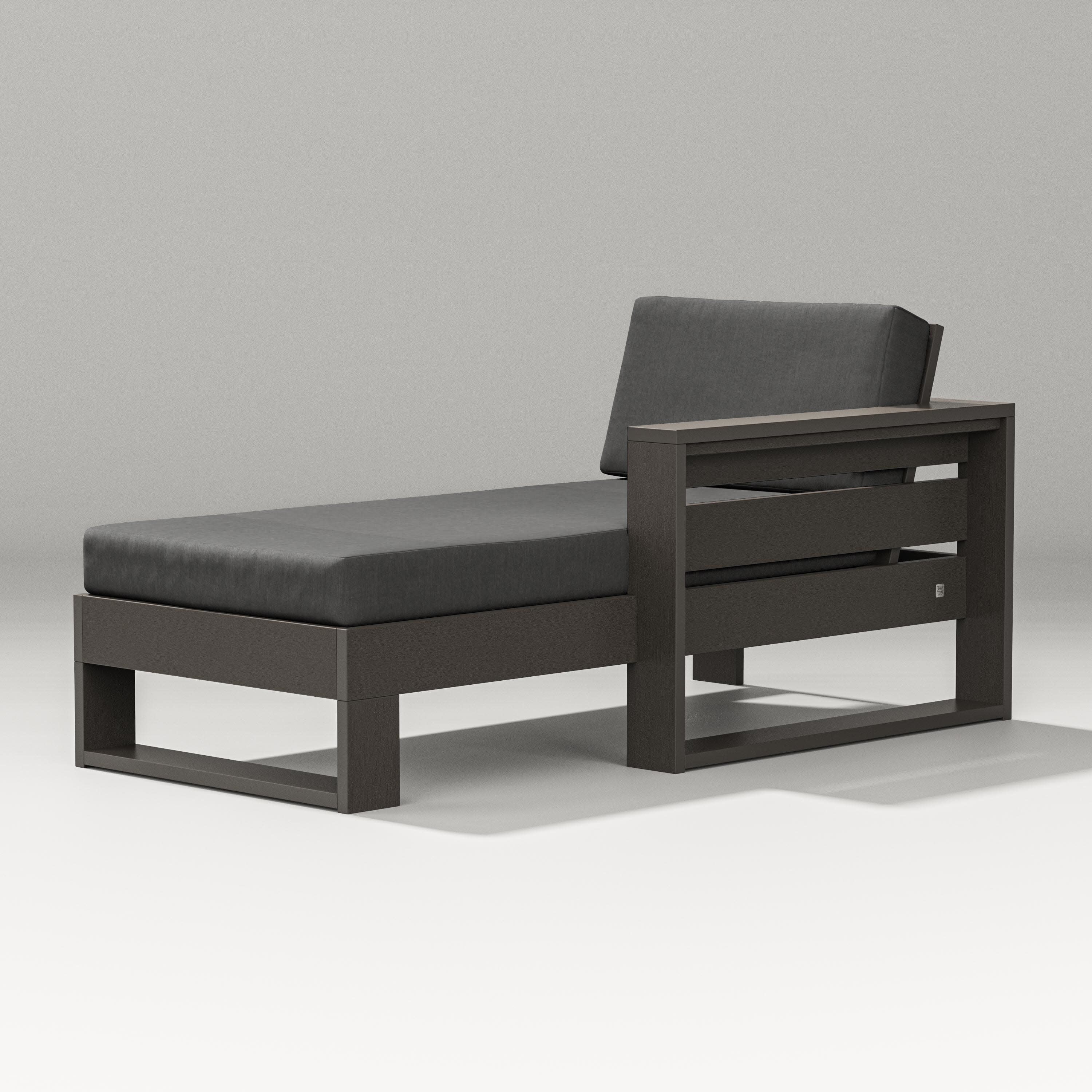 Latitude Modular Right Arm Chaise in Vintage Coffee / Spectrum Carbon