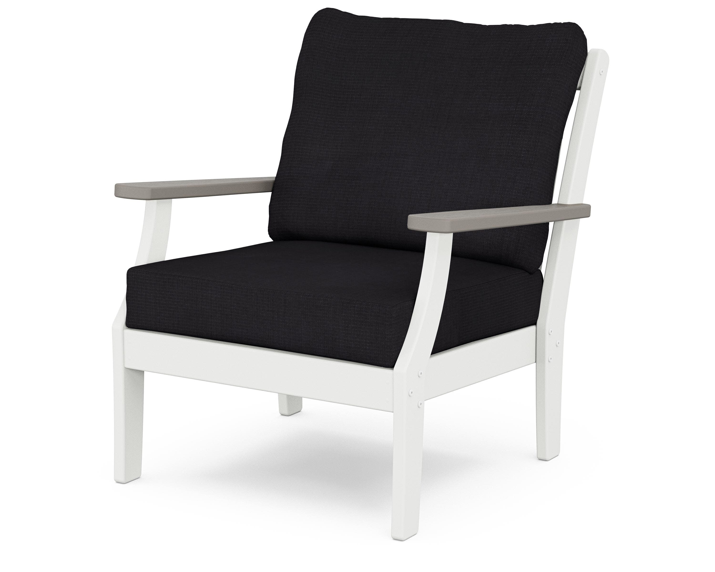 Braxton Deep Seating Chair in White / Driftwood / Midnight Linen