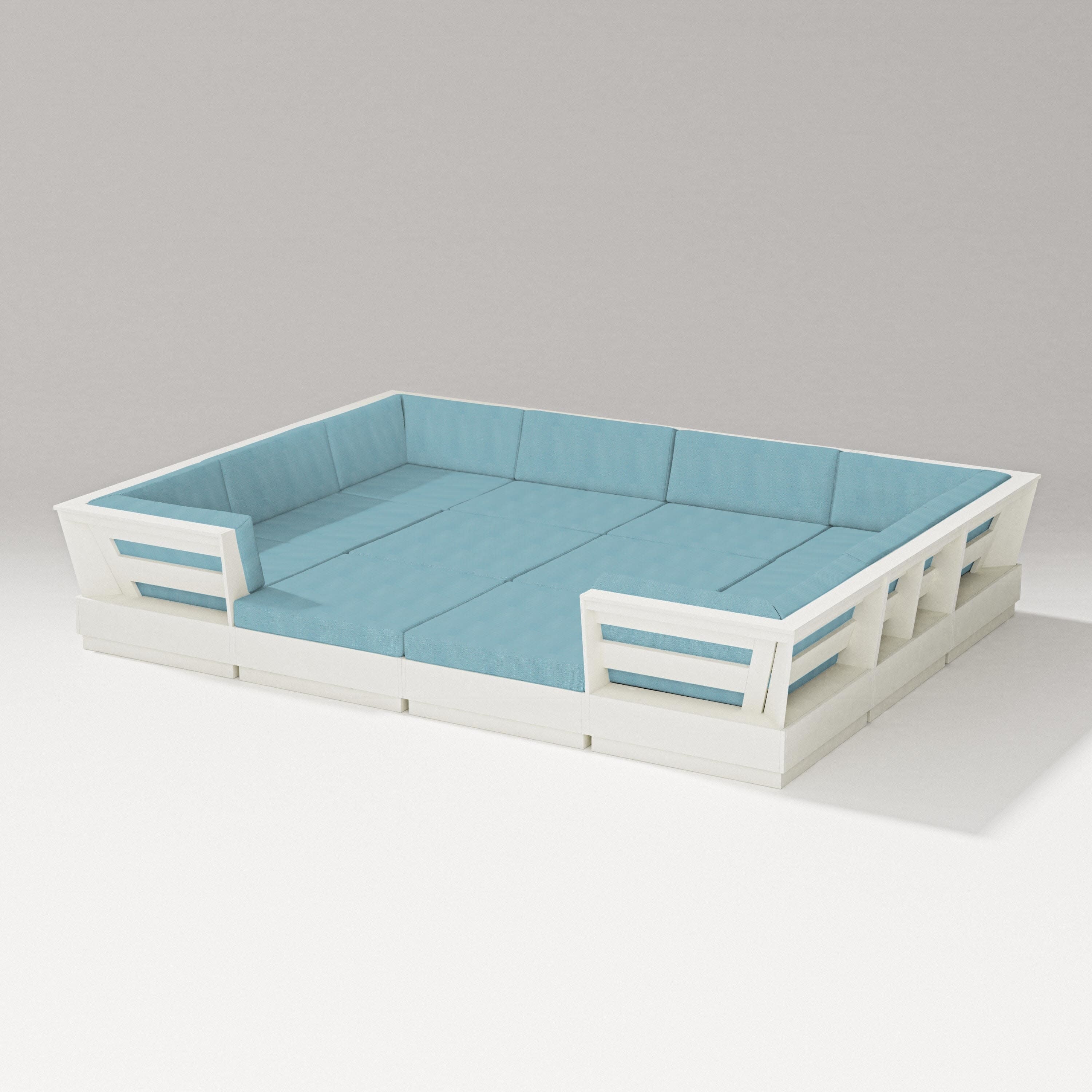 Elevate 12-Piece Pit Sectional in Vintage White / Lattice Sky Blue