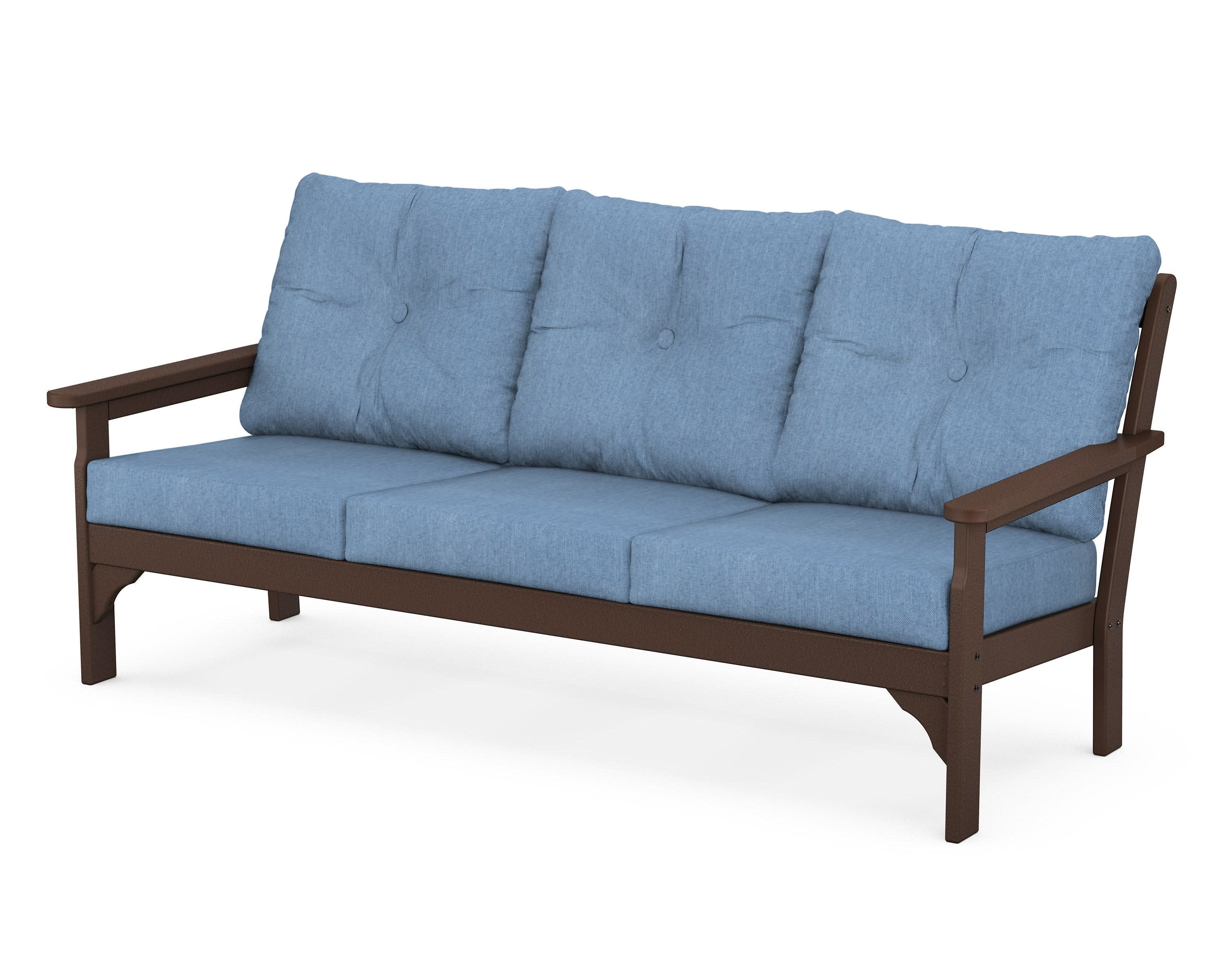 Vineyard Deep Seating Sofa in Mahogany / Sky Blue