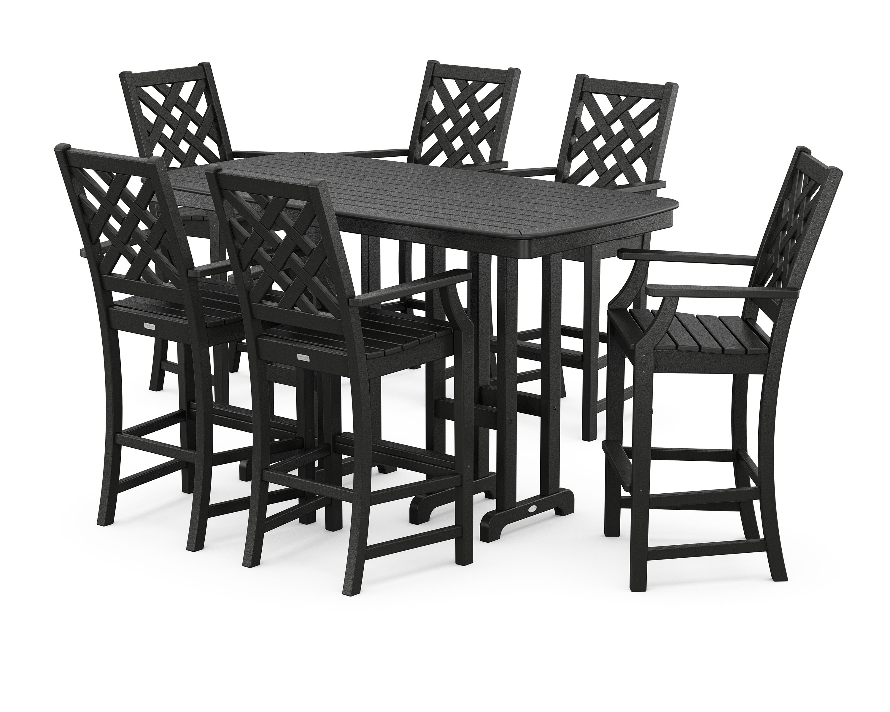 Wovendale Arm Chair 7-Piece Bar Set in Black