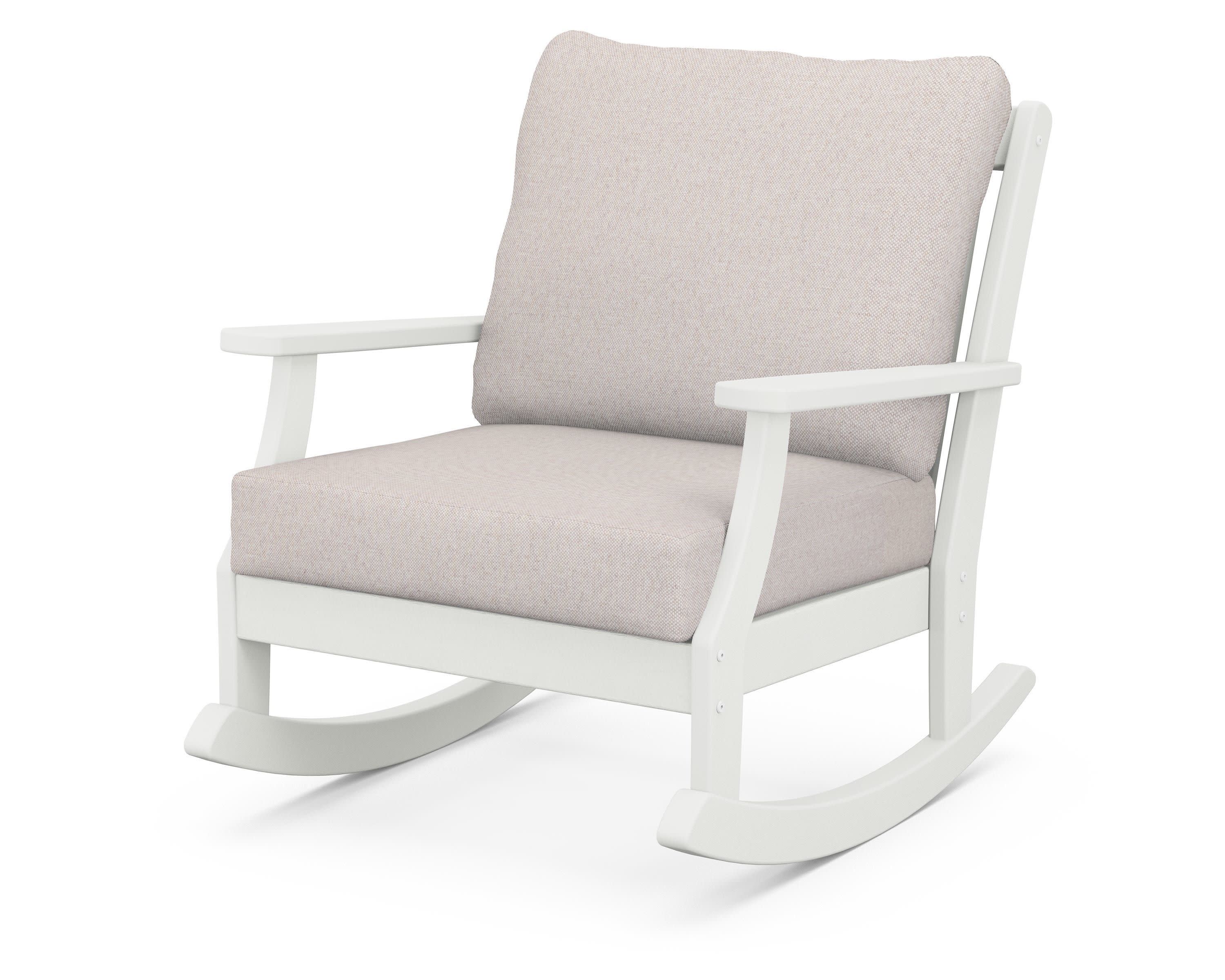 Braxton Deep Seating Rocking Chair in Vintage White / Dune Burlap