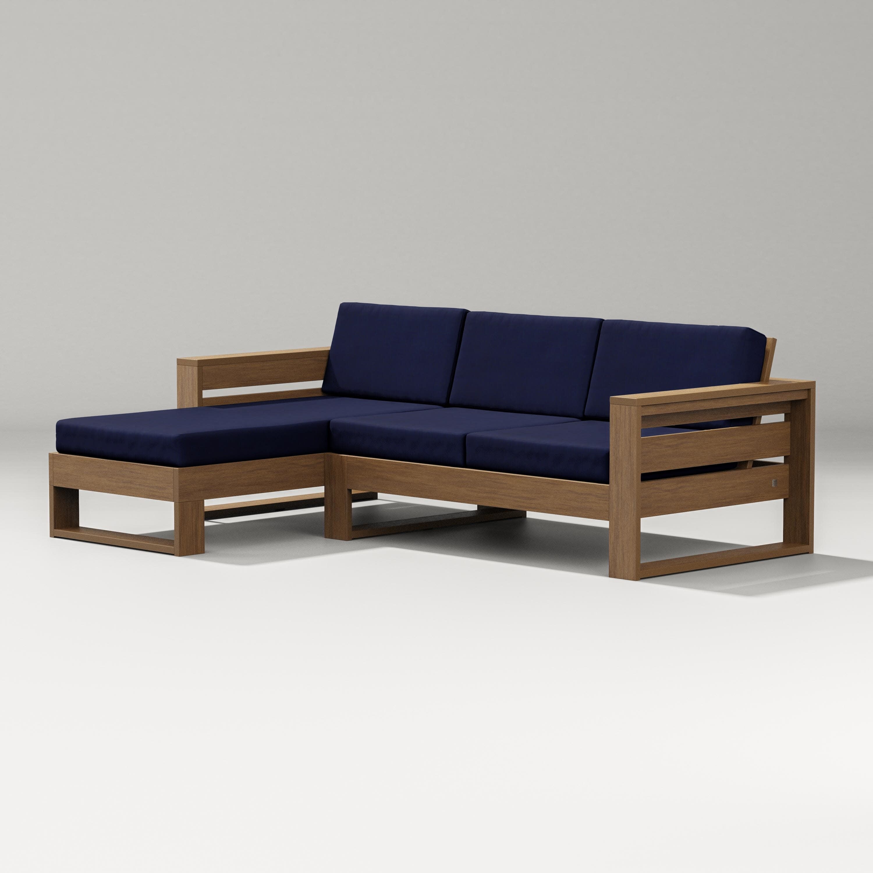 Latitude Left Chaise Sectional in Natural / Navy