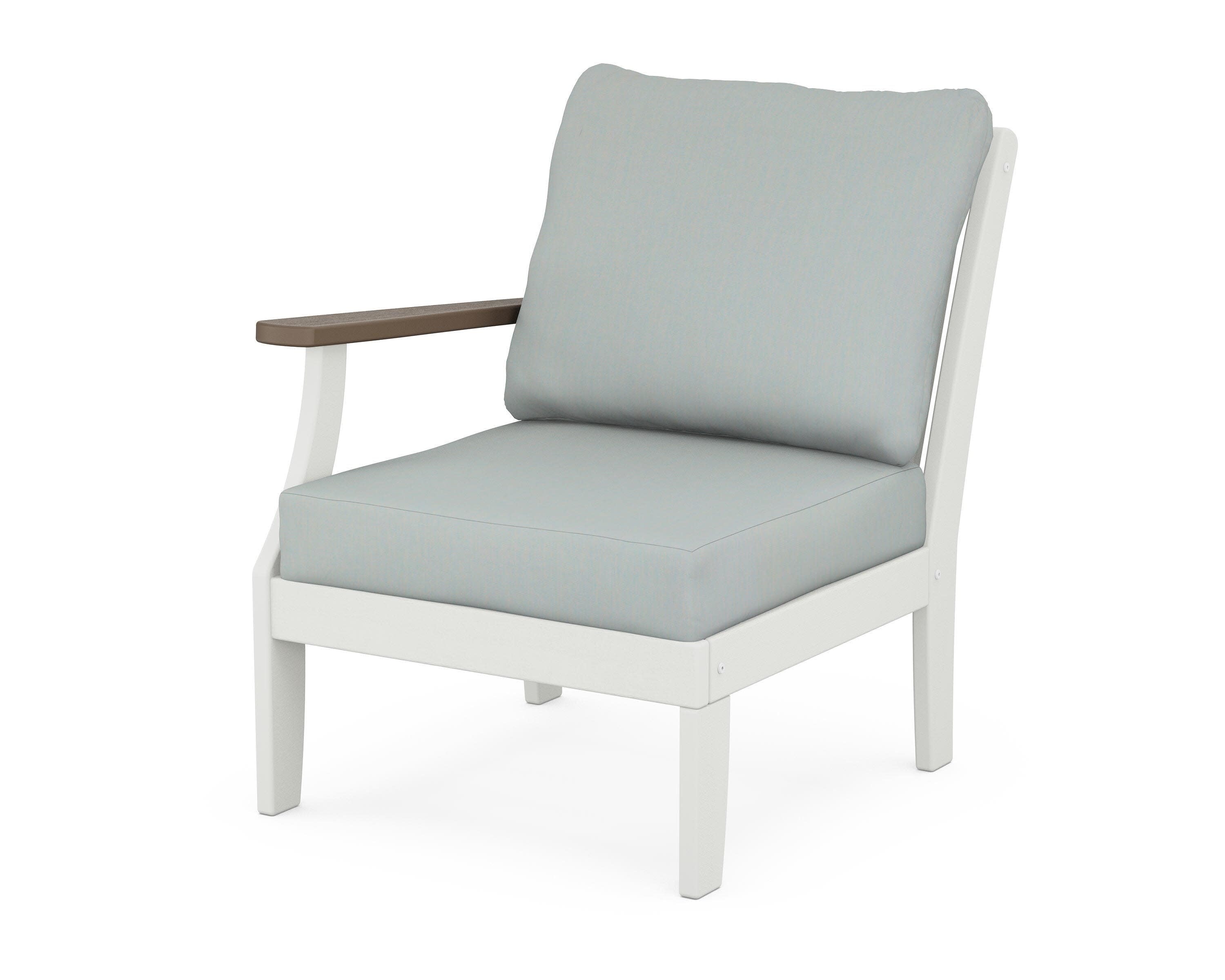 Braxton Modular Left Arm Chair in White / Kona / Spa