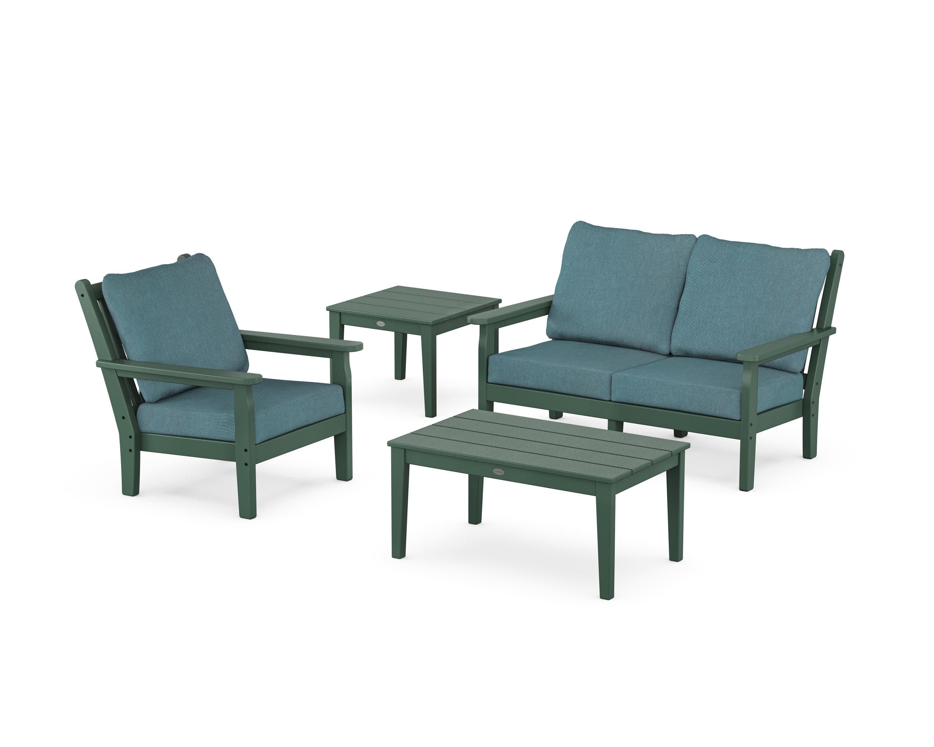 Chippendale 4-Piece Deep Seating Set in Green / Ocean Teal