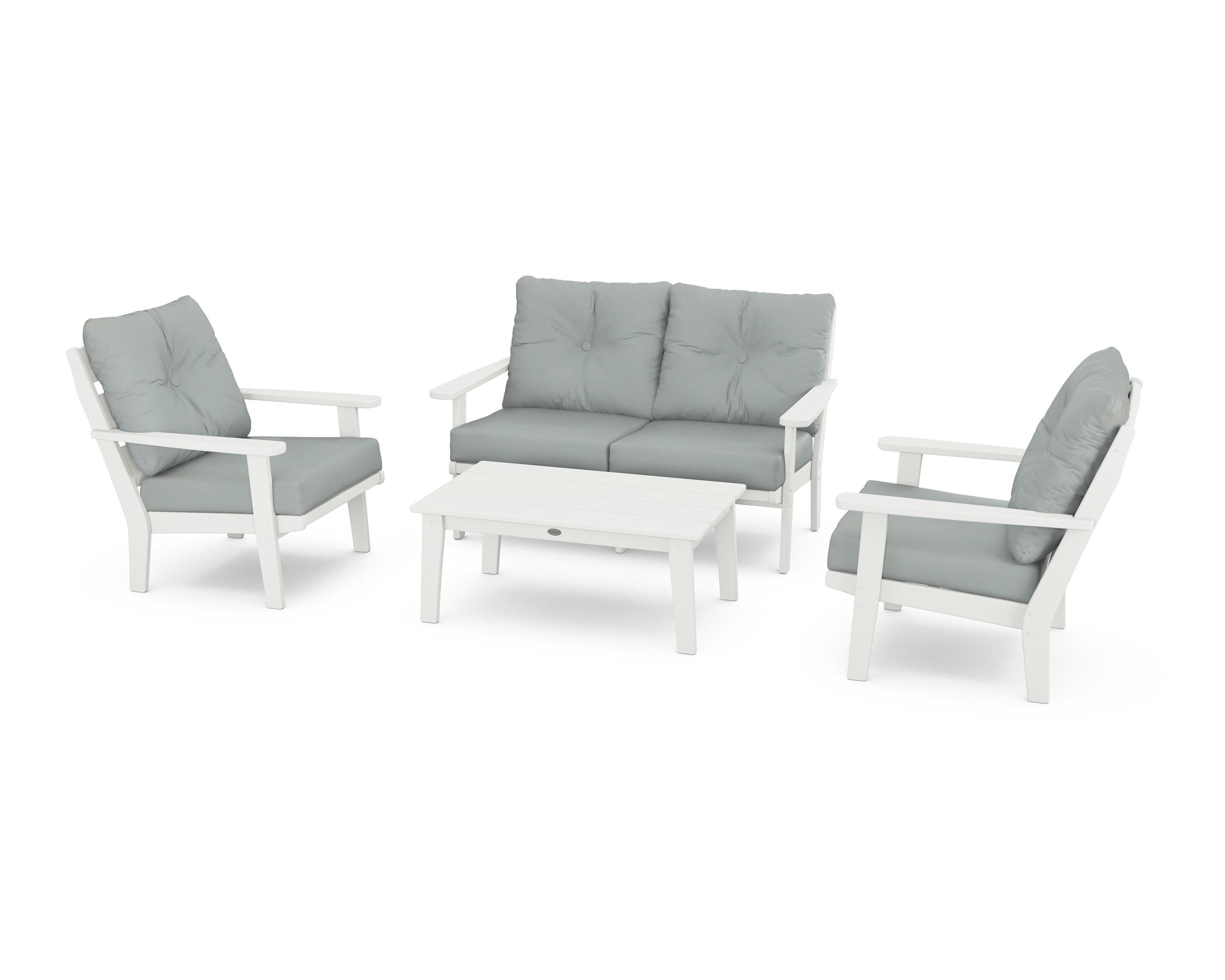 Lakeside 4-Piece Deep Seating Set in Vintage White / Spa