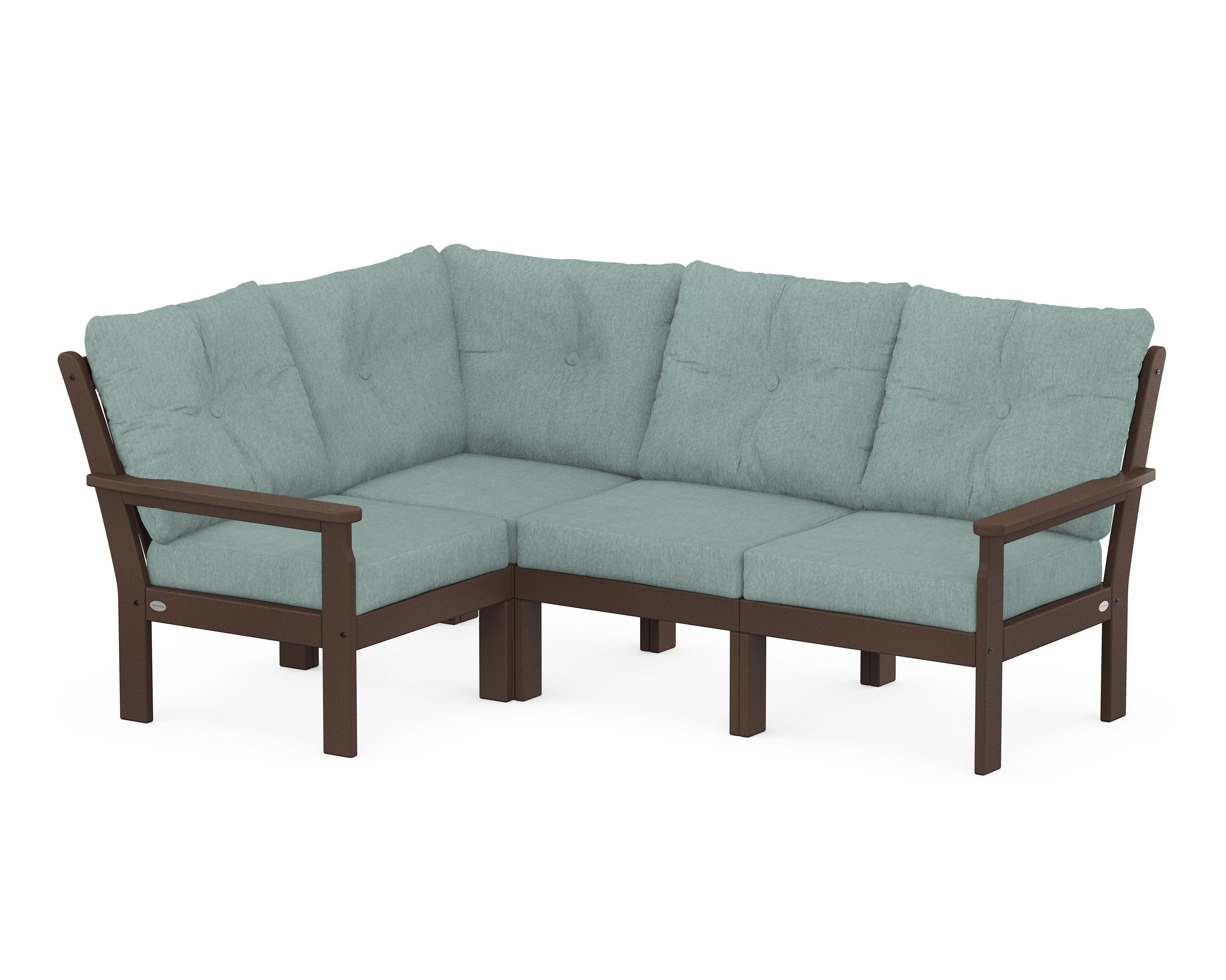 Vineyard 4-Piece Sectional in Mahogany / Glacier Spa