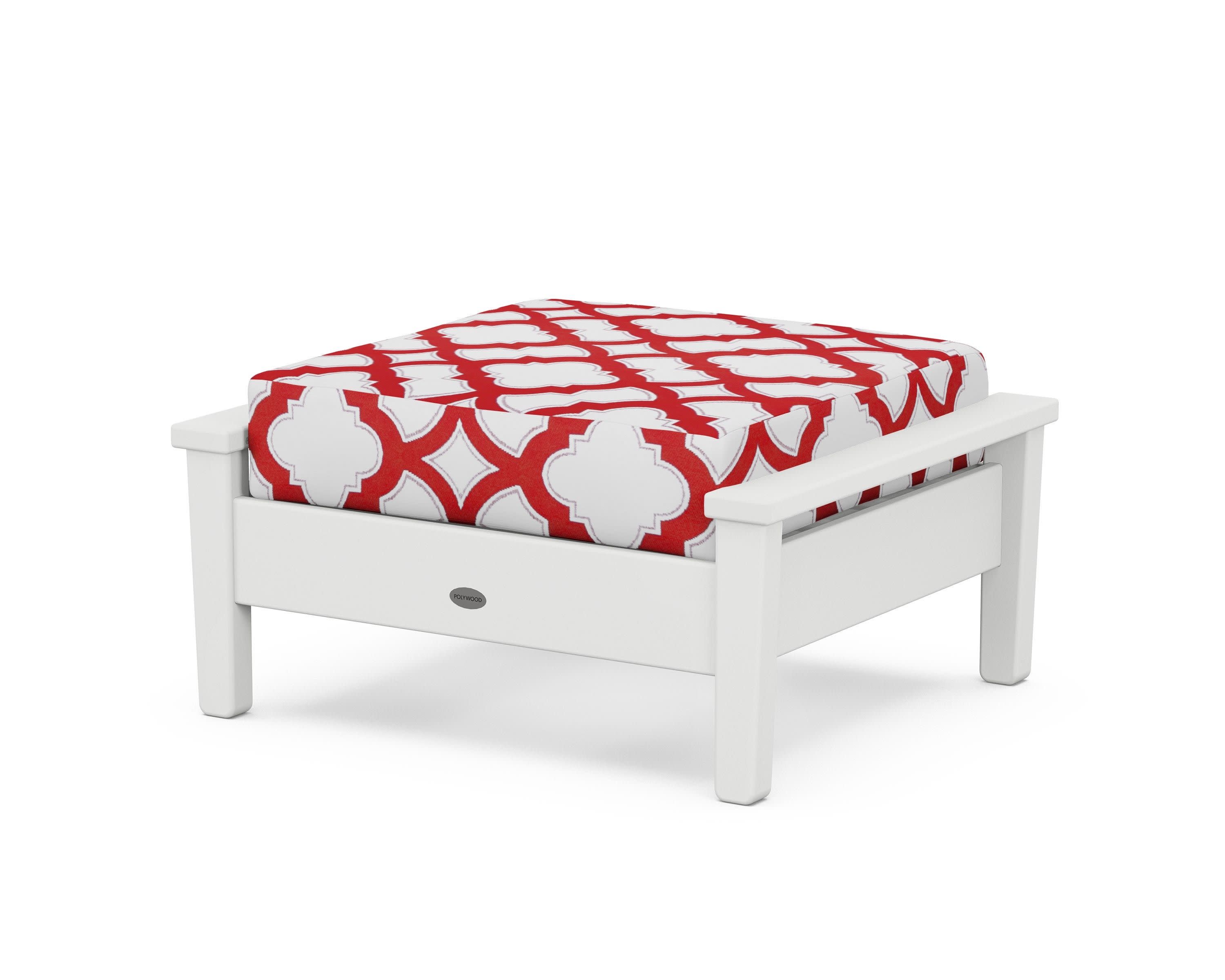 Prescott Deep Seating Ottoman in White / Trellis Crimson