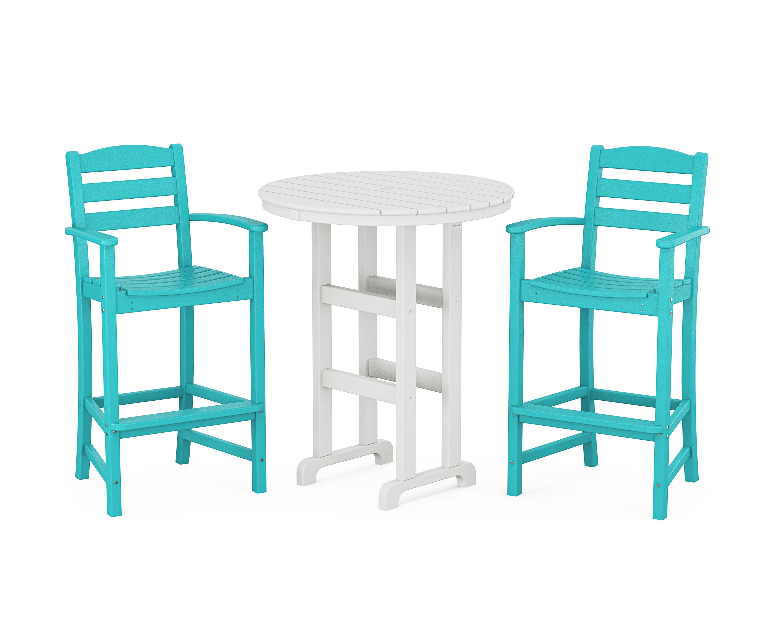 La Casa Caf 3-Piece Round Farmhouse Bar Set in Aruba / White