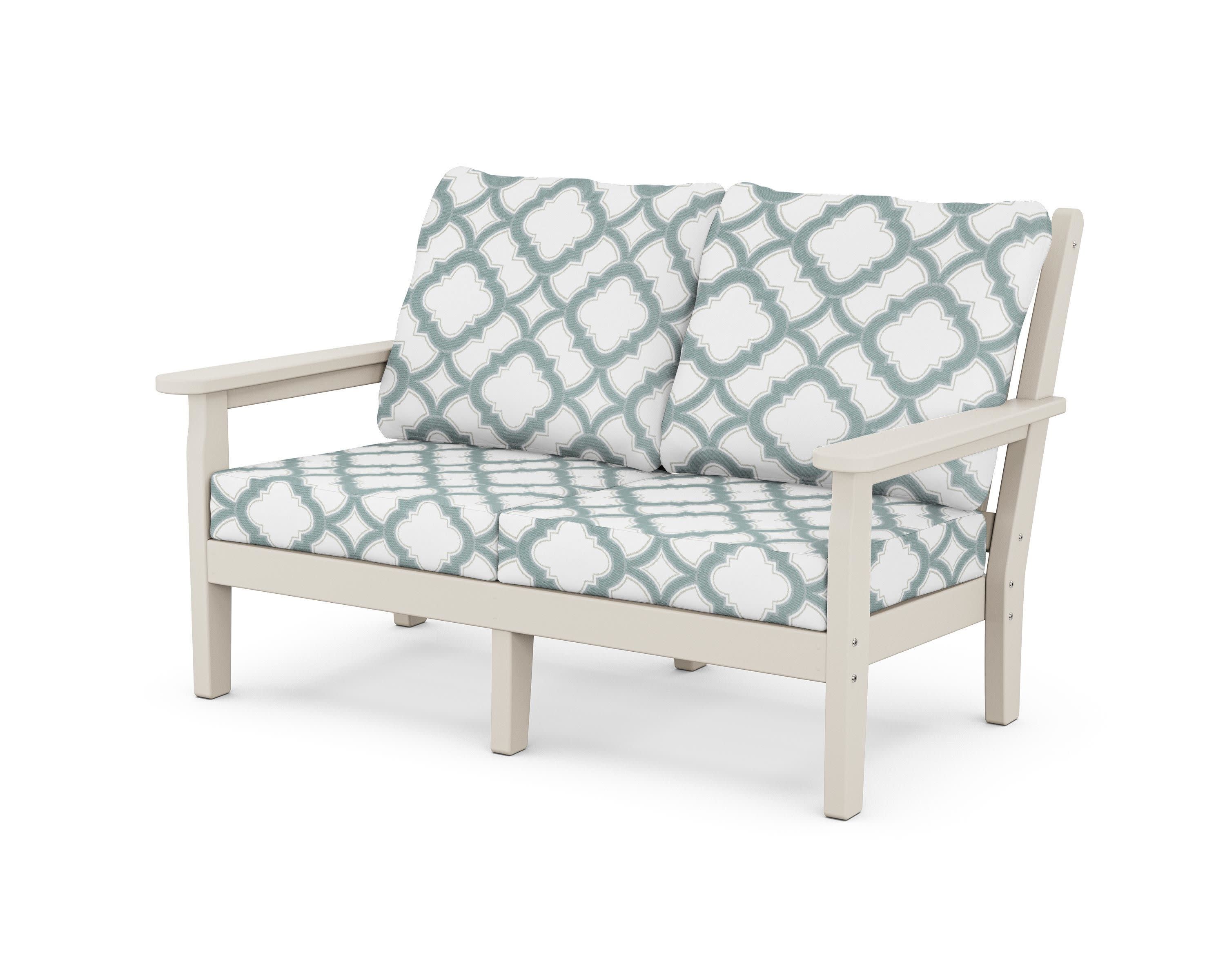 Chippendale Deep Seating Loveseat in Sand / Trellis Glacier Spa