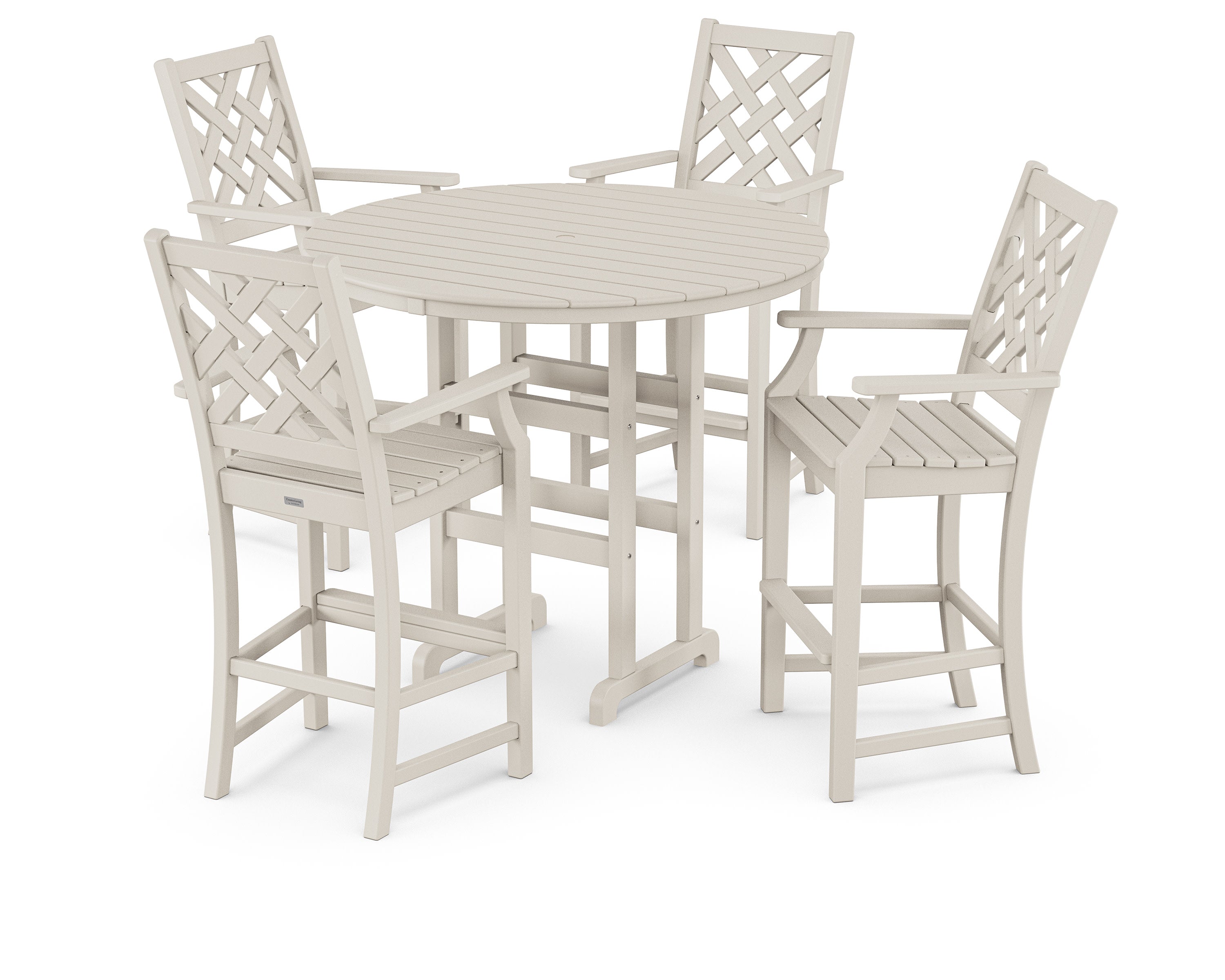 Wovendale 5-Piece Round Farmhouse Bar Set in Sand