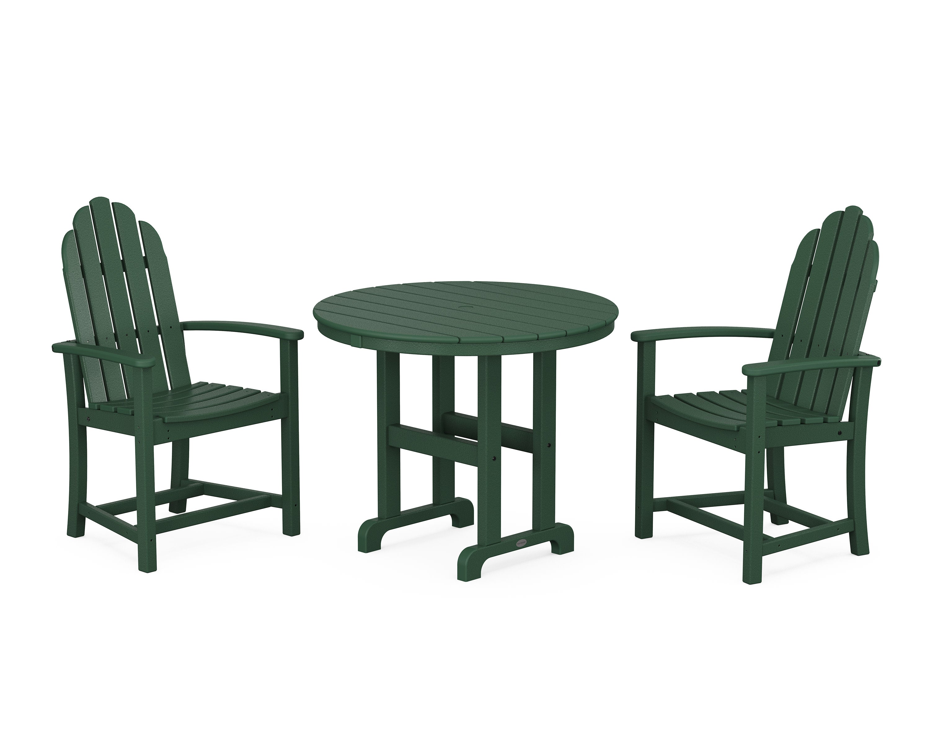 Classic Adirondack 3-Piece Round Dining Set in Green