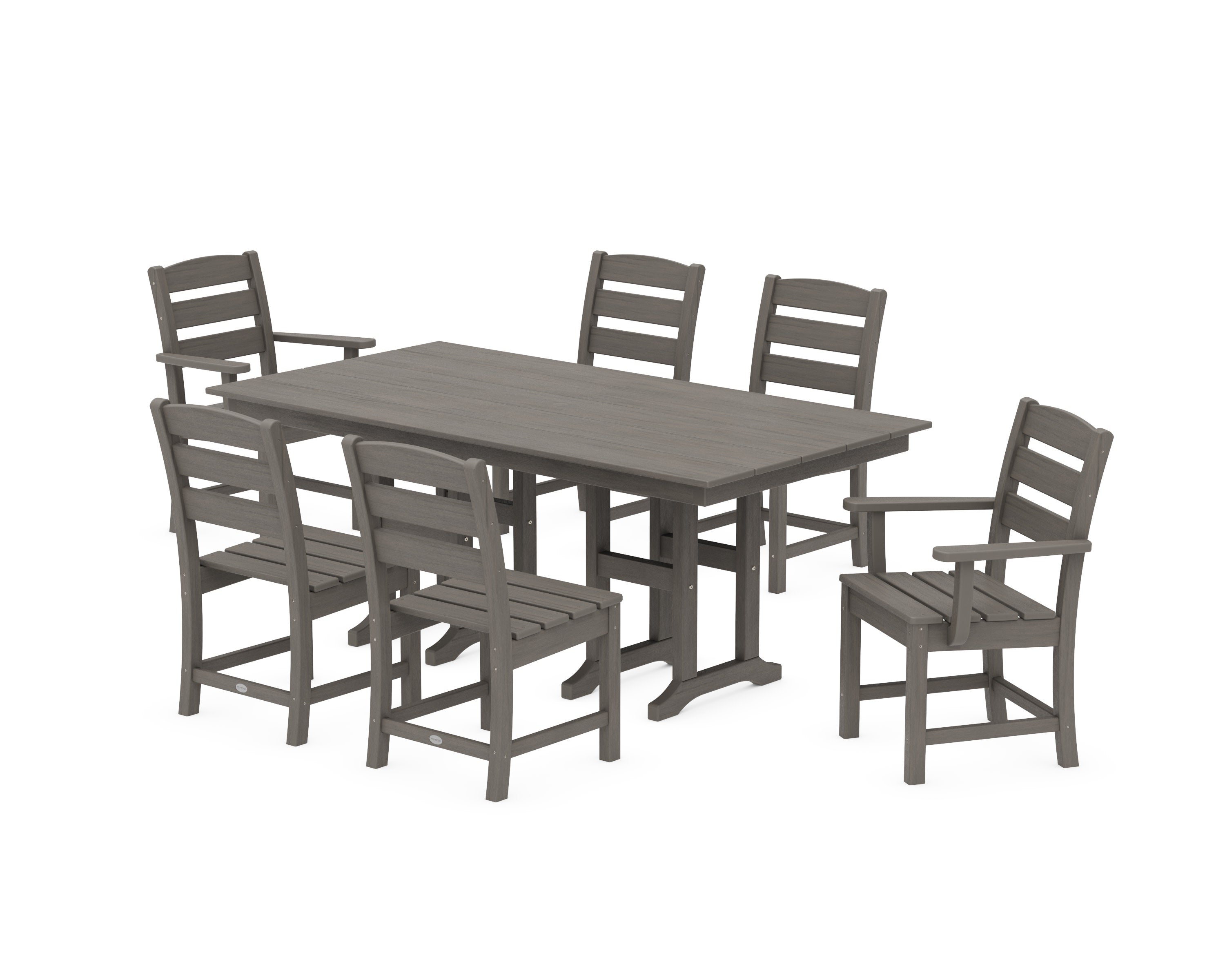 Lakeside 7-Piece Farmhouse Dining Set in Driftwood