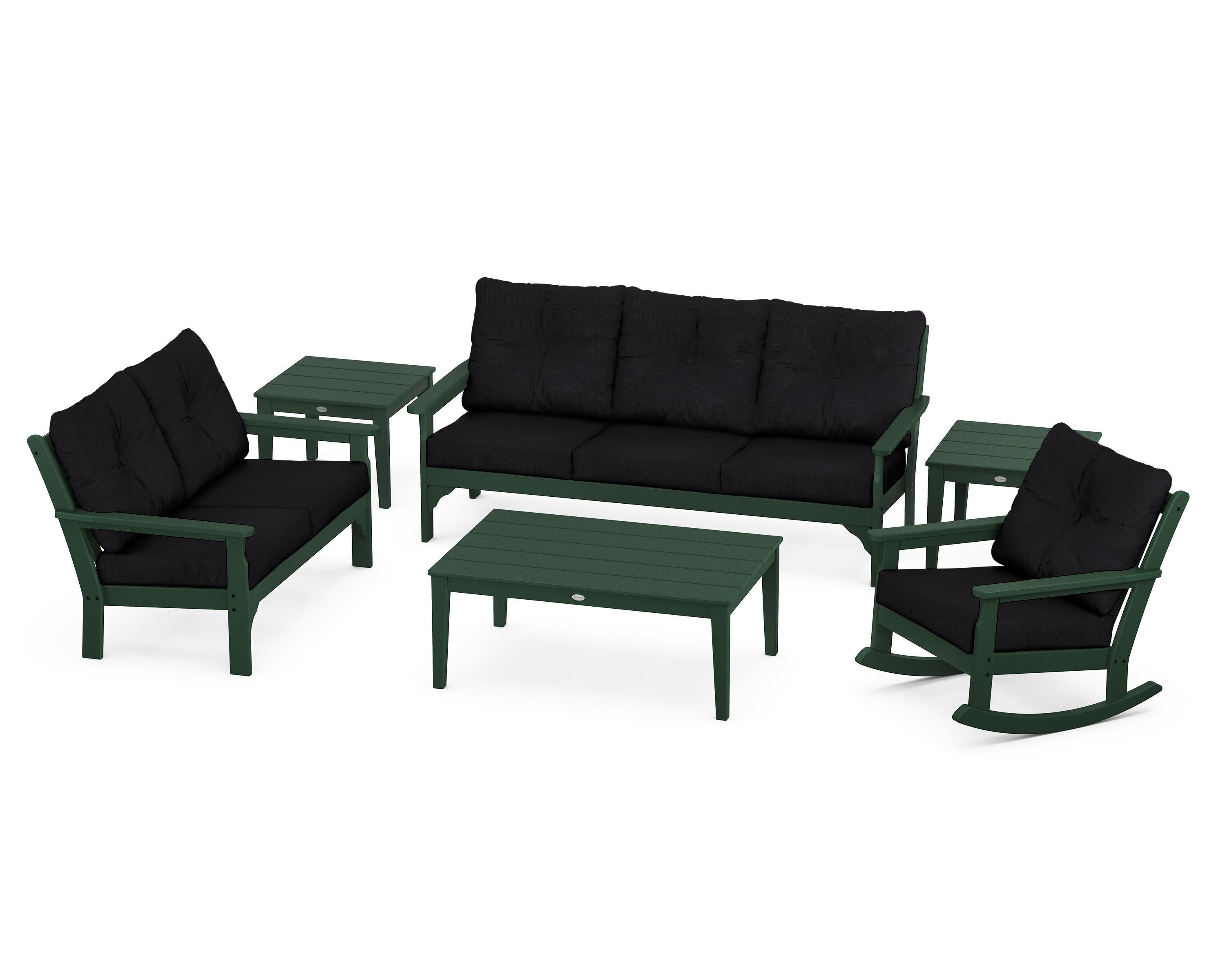 Vineyard 6-Piece Deep Seating Set in Green / Midnight Linen