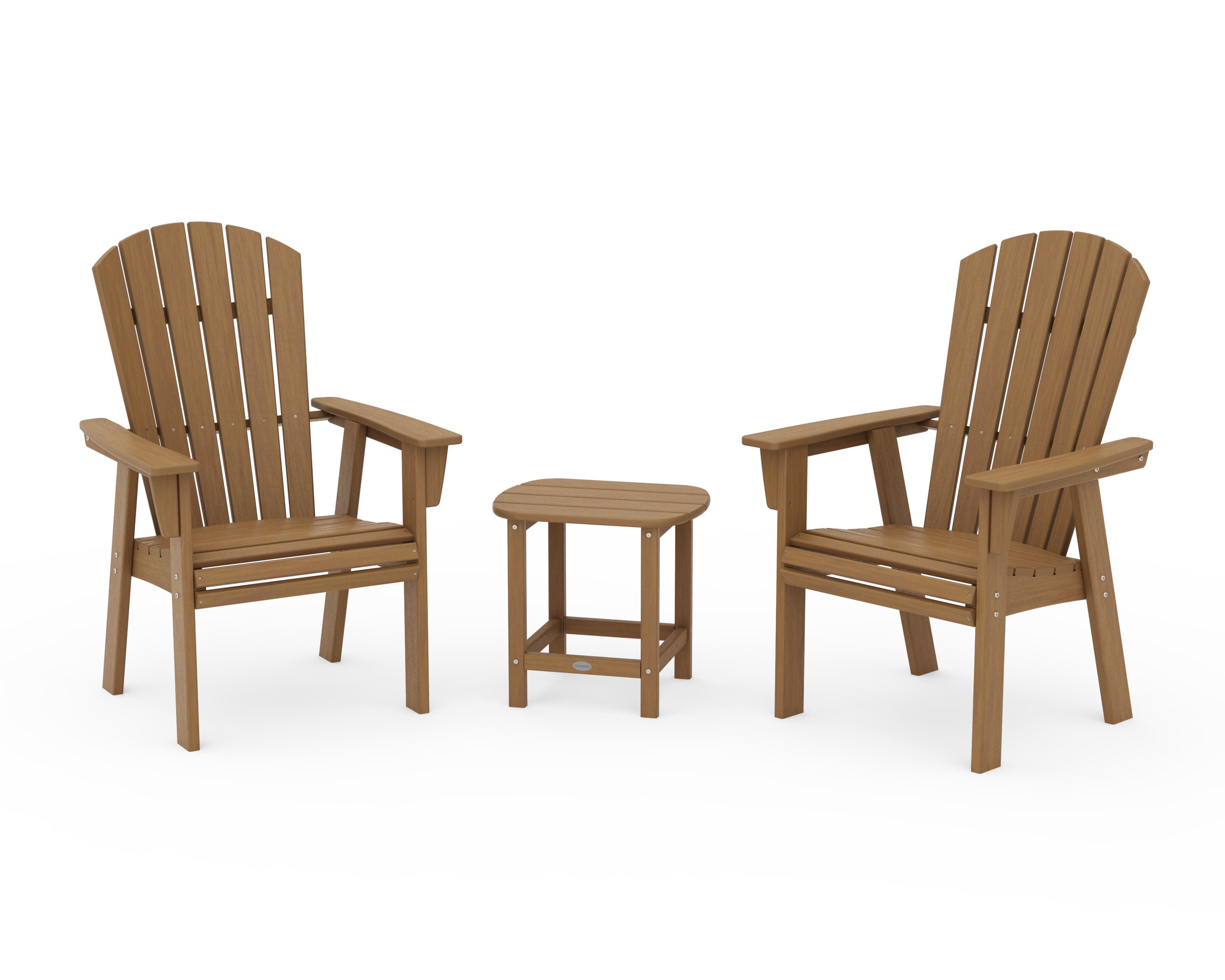 Nautical 3-Piece Curveback Upright Adirondack Chair Set in Natural