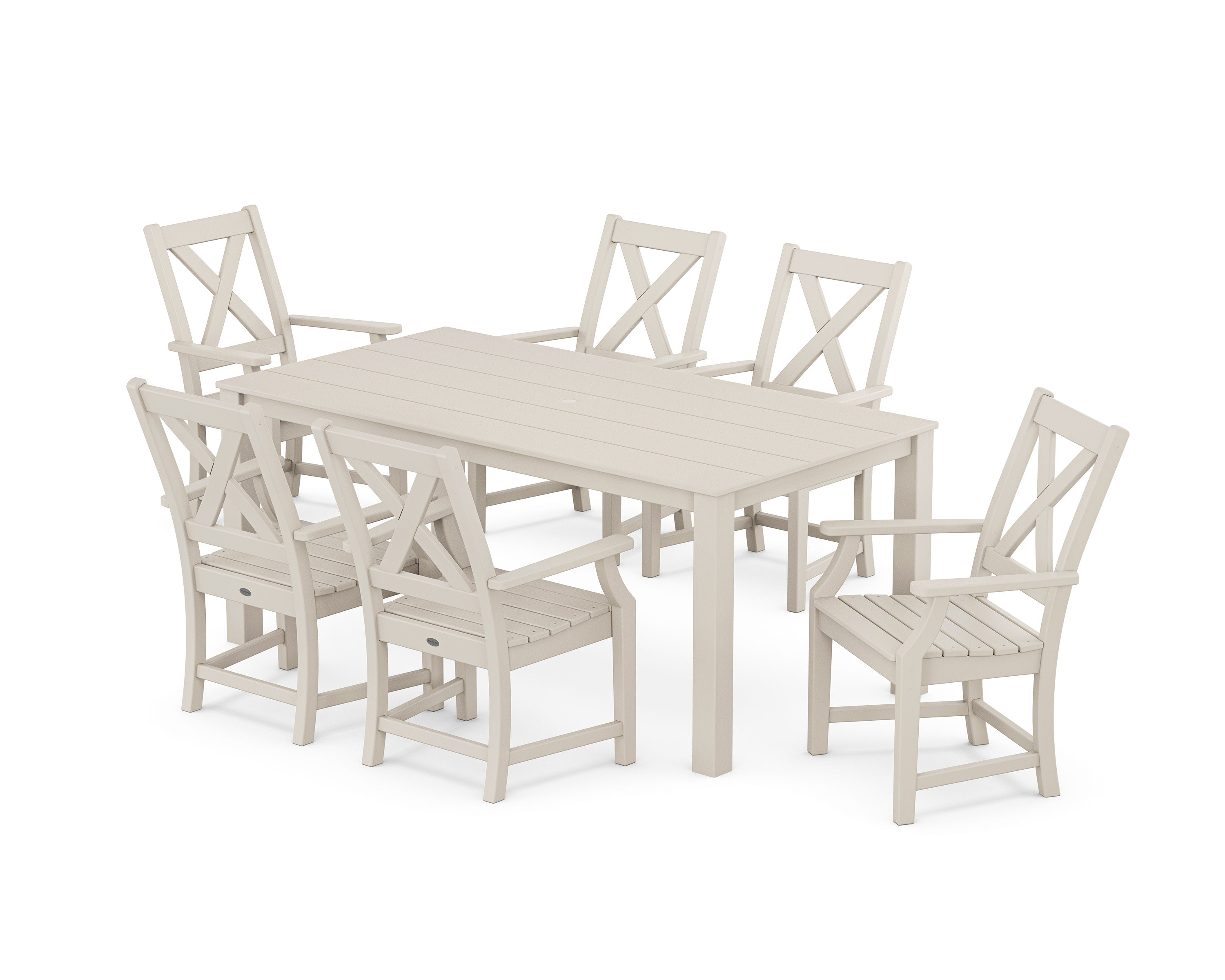 Braxton Arm Chair 7-Piece Parsons Dining Set in Sand