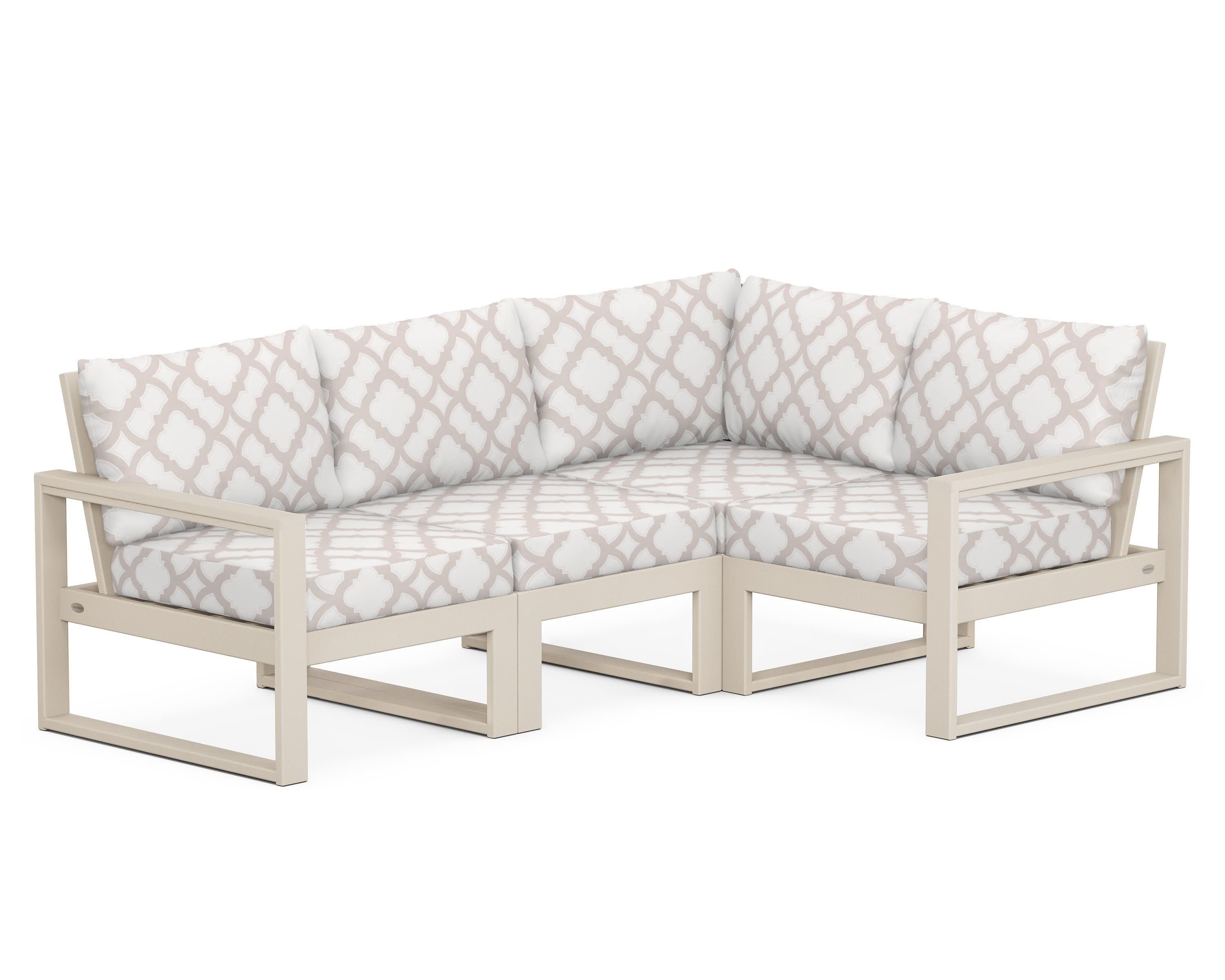 EDGE 4-Piece Modular Deep Seating Set in Sand / Trellis Dune Burlap