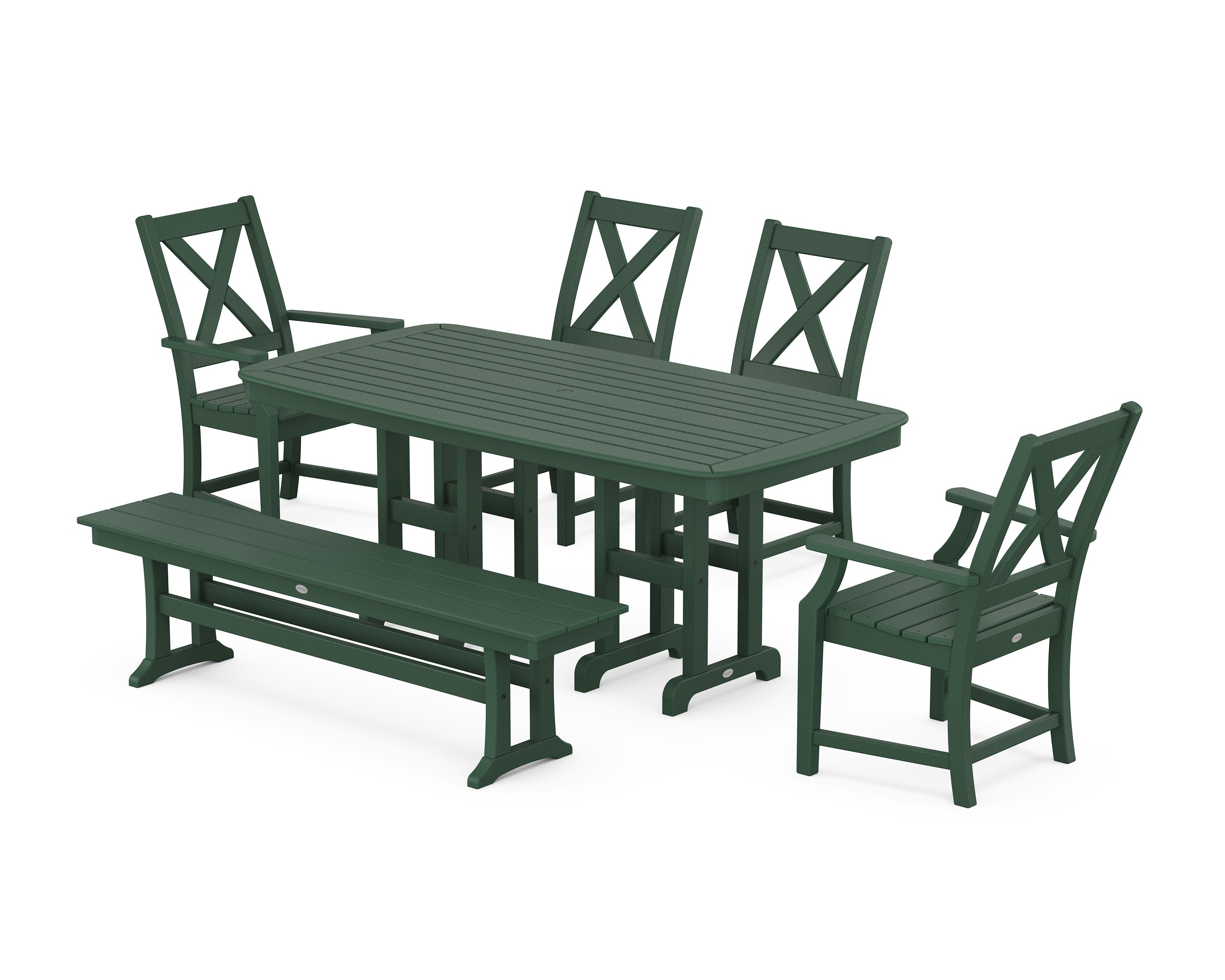 Braxton 6-Piece Dining Set with Bench in Green