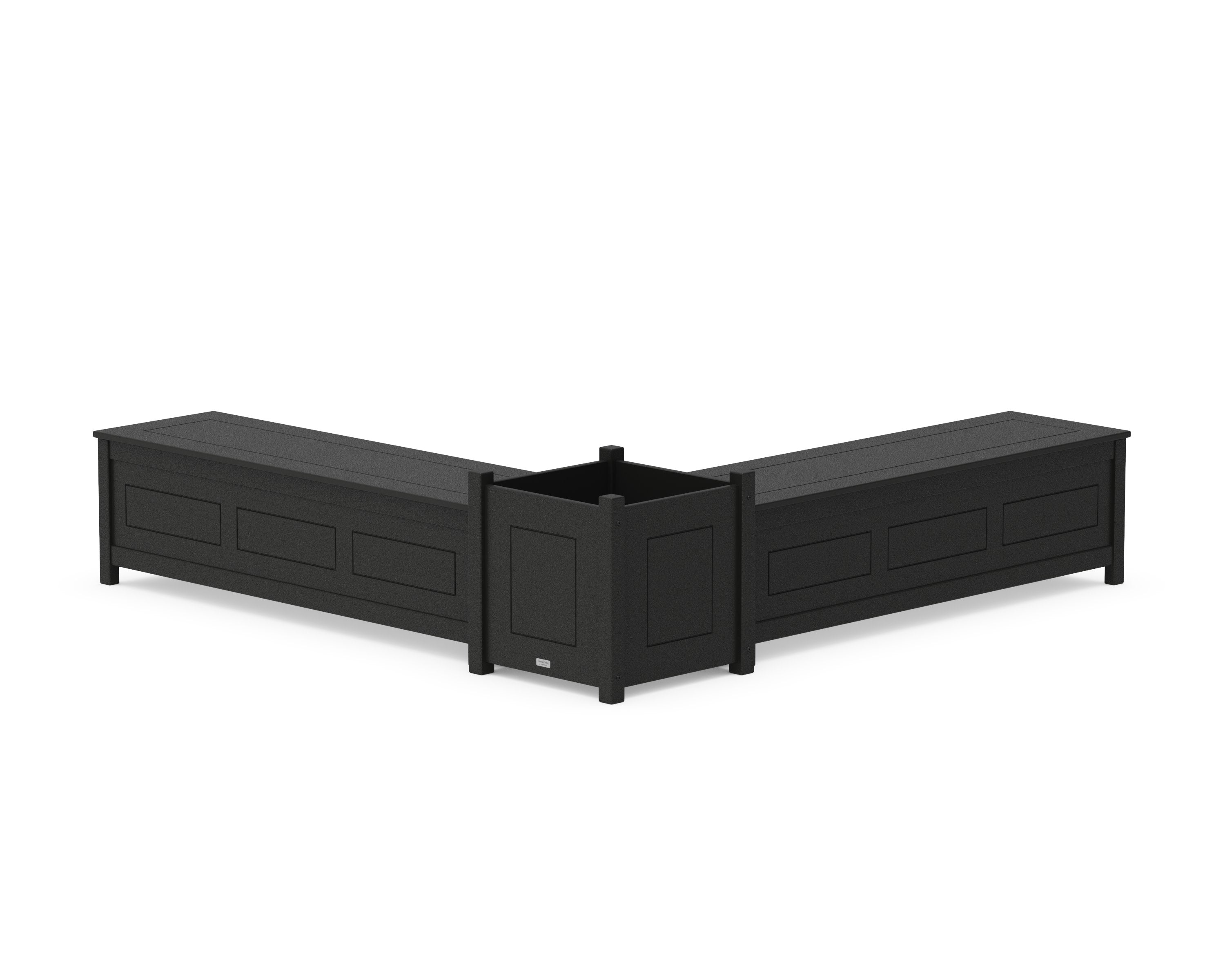 60" Country Living L- Shaped Planter Storage Bench Set- Large in Black