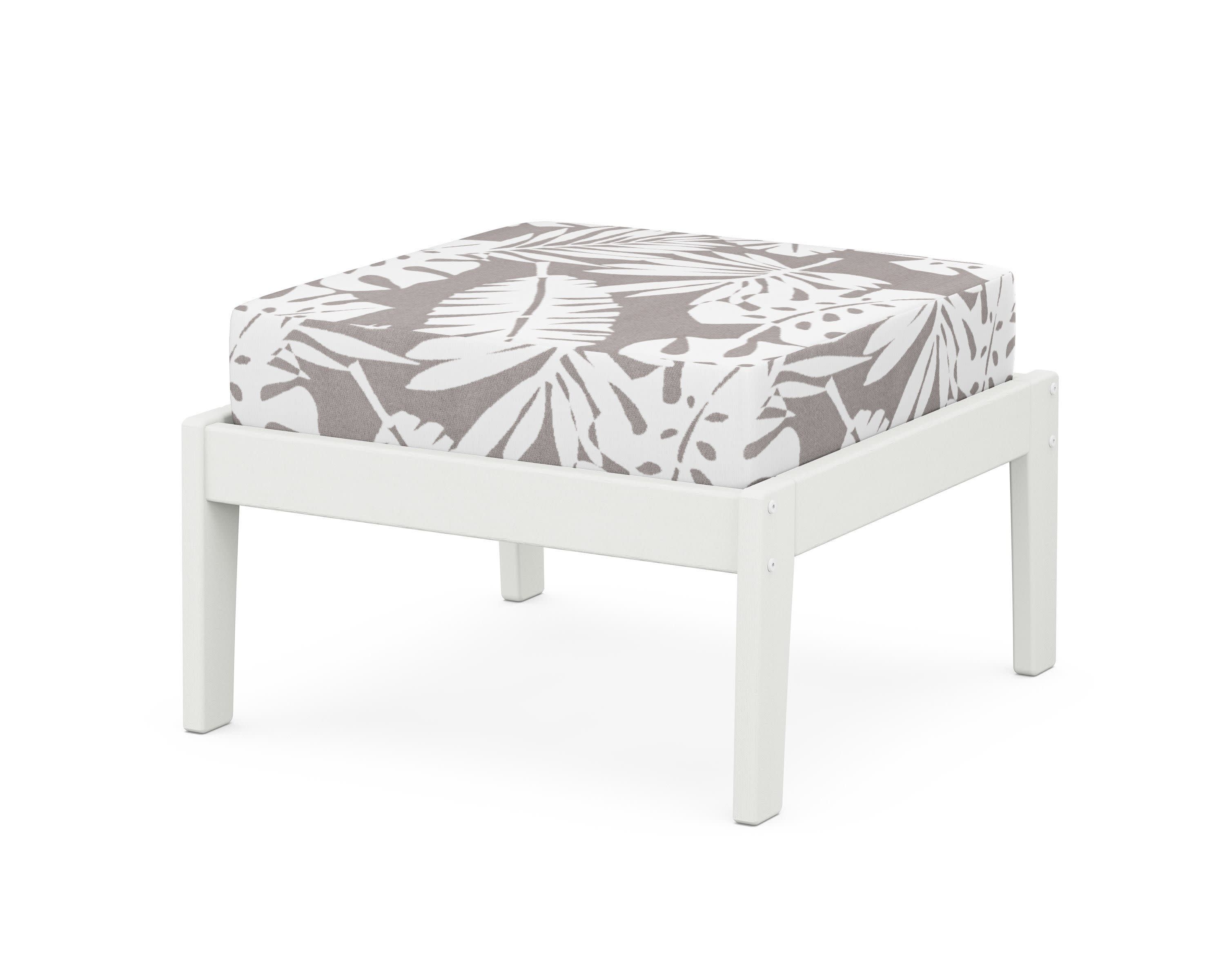 Deep Seating Ottoman in Vintage White / Leaf Grey Mist